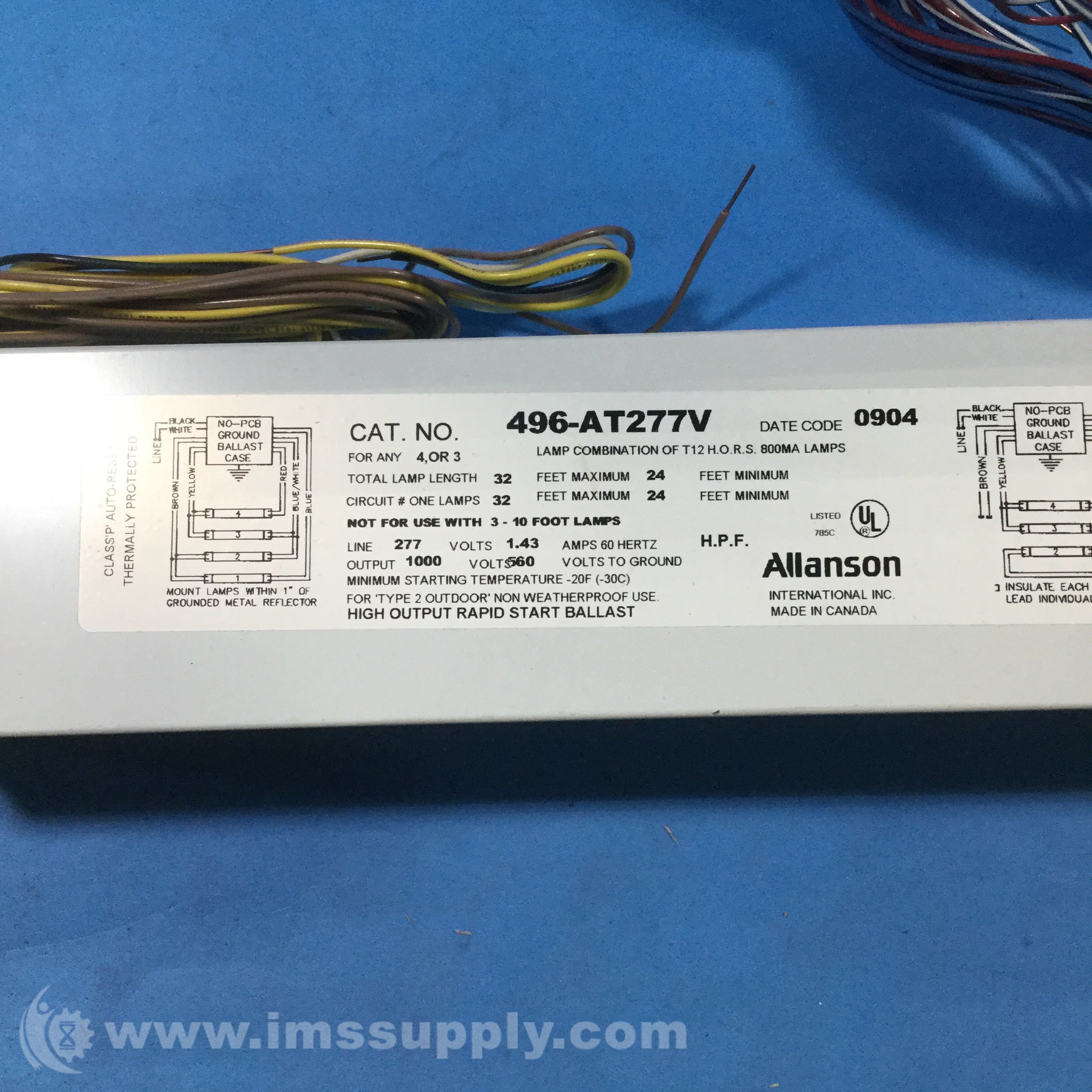 Allanson 496AT277V Sign Ballast IMS Supply