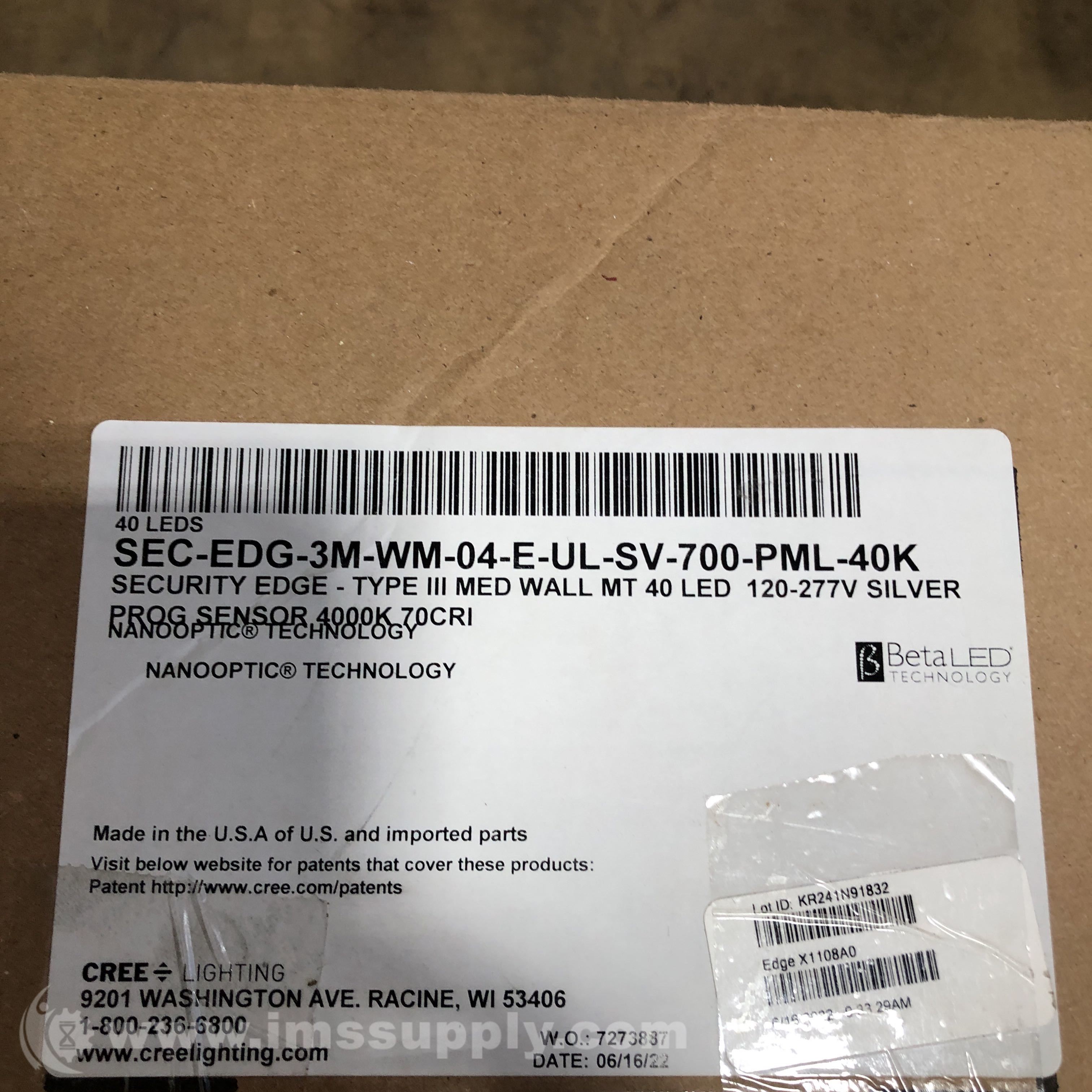 Cree LED SEC-EDG-3M-WM-04-E-UL-SV-700-PML-40K LED, Security Edge - IMS ...