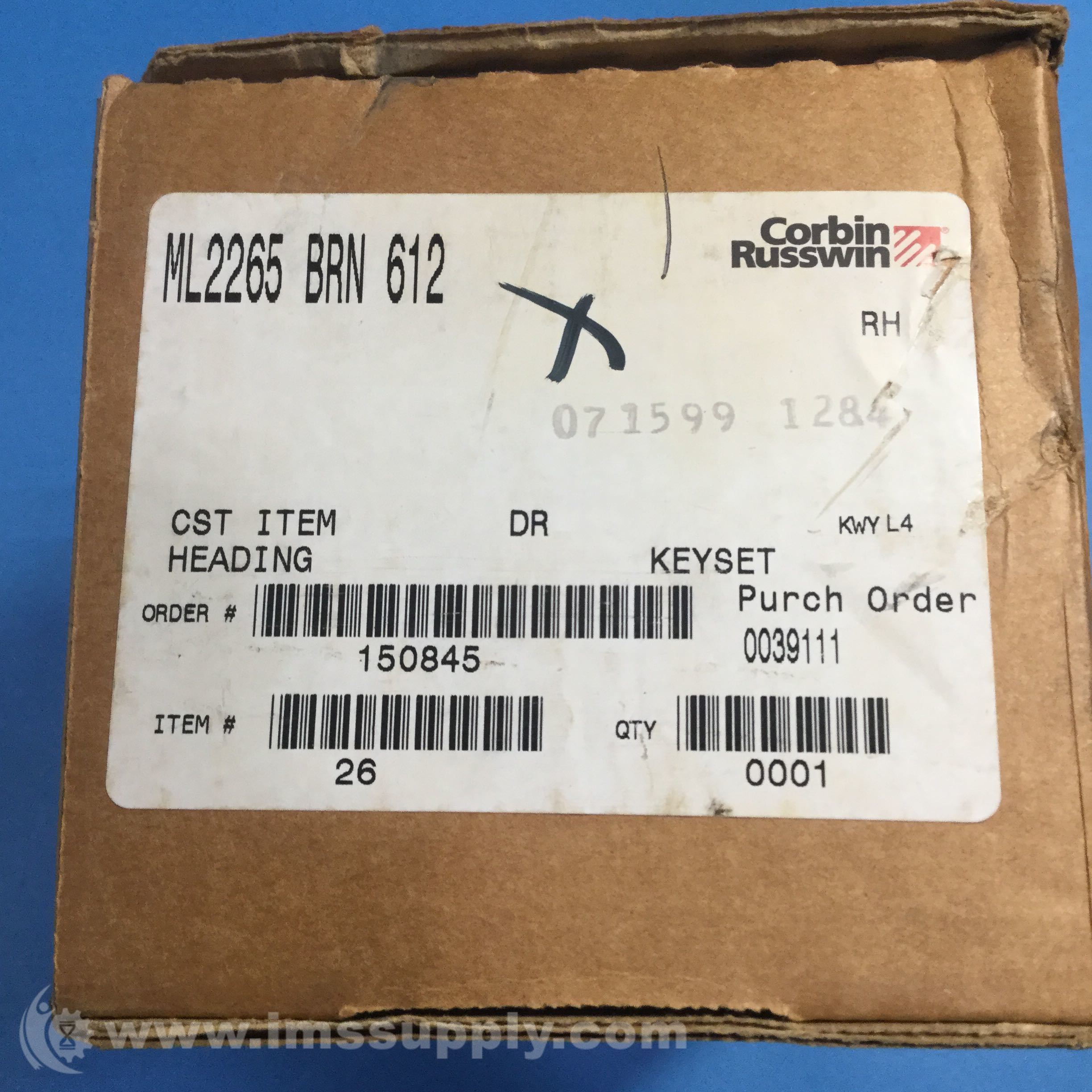 Corbin Russwin ML2265 BRN 612 Right Hand Brass Lockset FNOB 