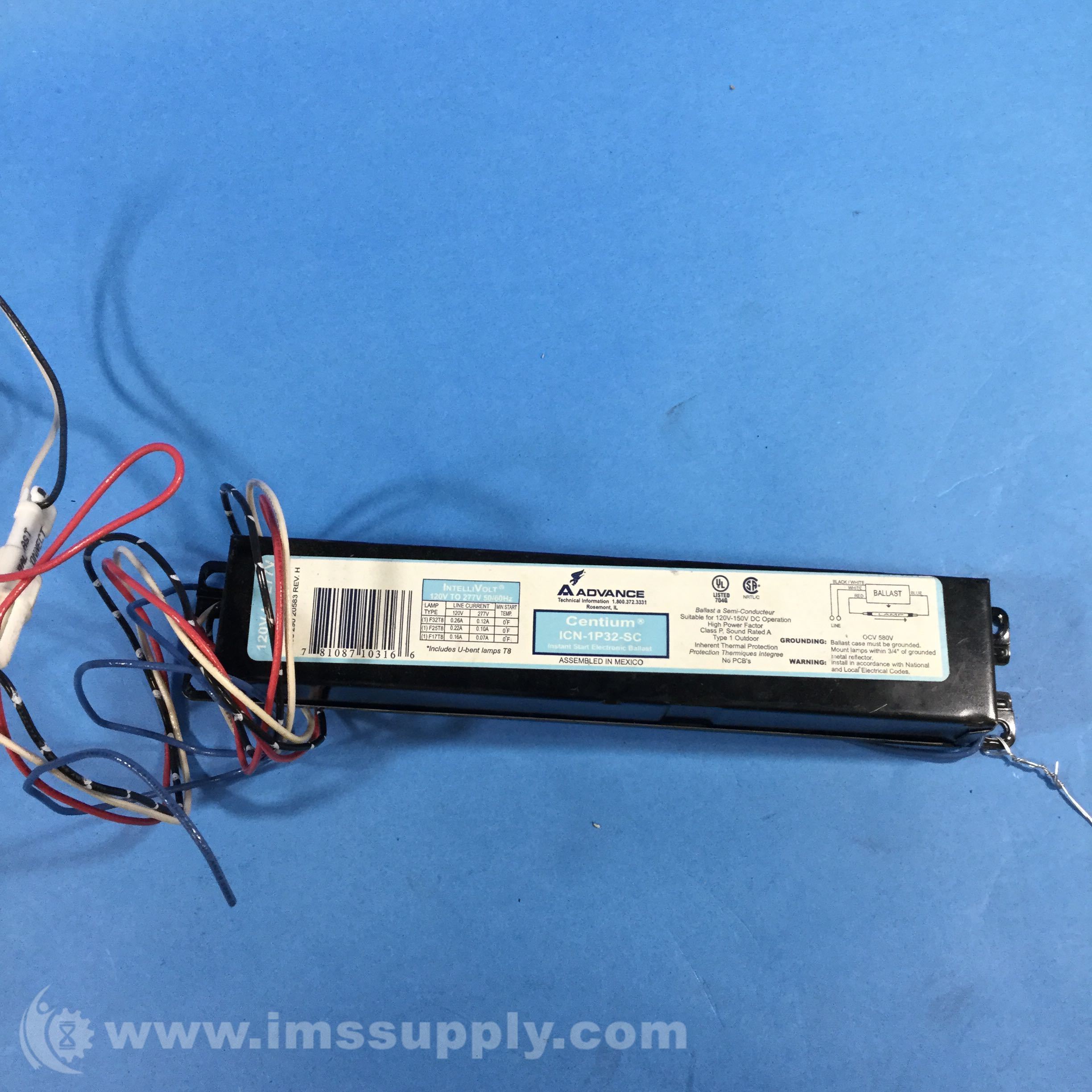 Advance Ballast ICN1P32SC Electronic Flourescent Ballast IMS Supply