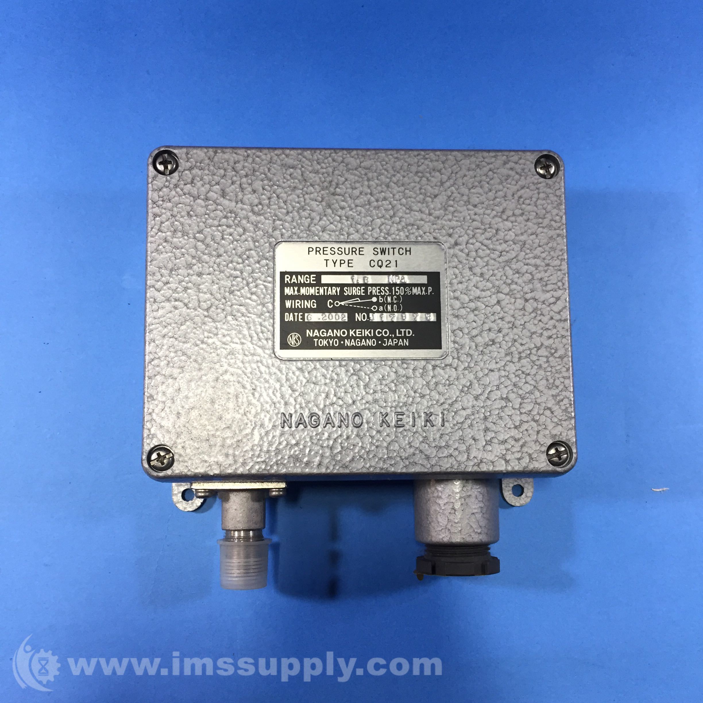 Nagano CQ21 Pressure Switch, 1.6 MPa Range IMS Supply