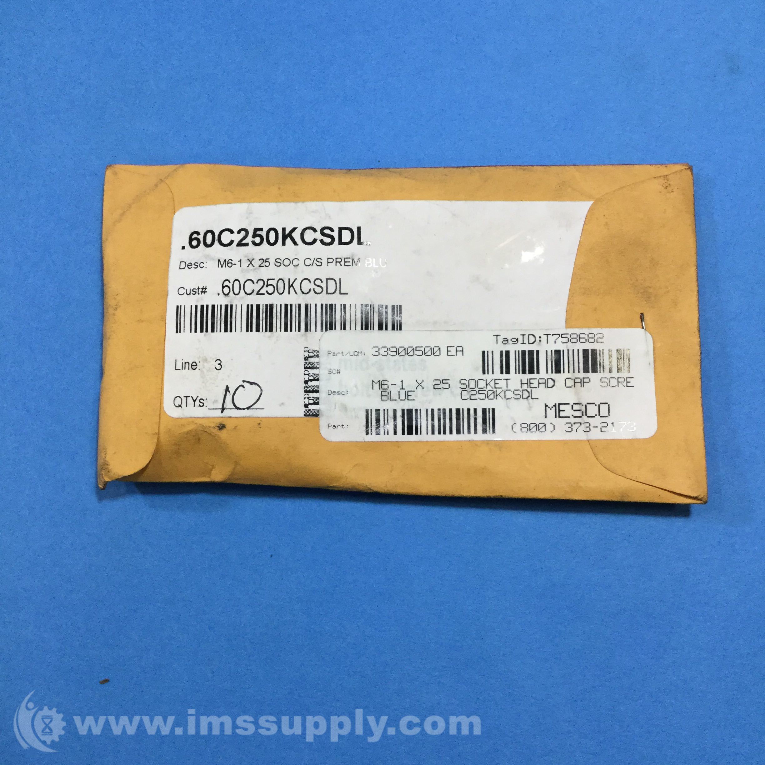 MidStates Bolt & Screw Co. .60C250KCSDL M61 X 25 SOC C/S PREM IMS