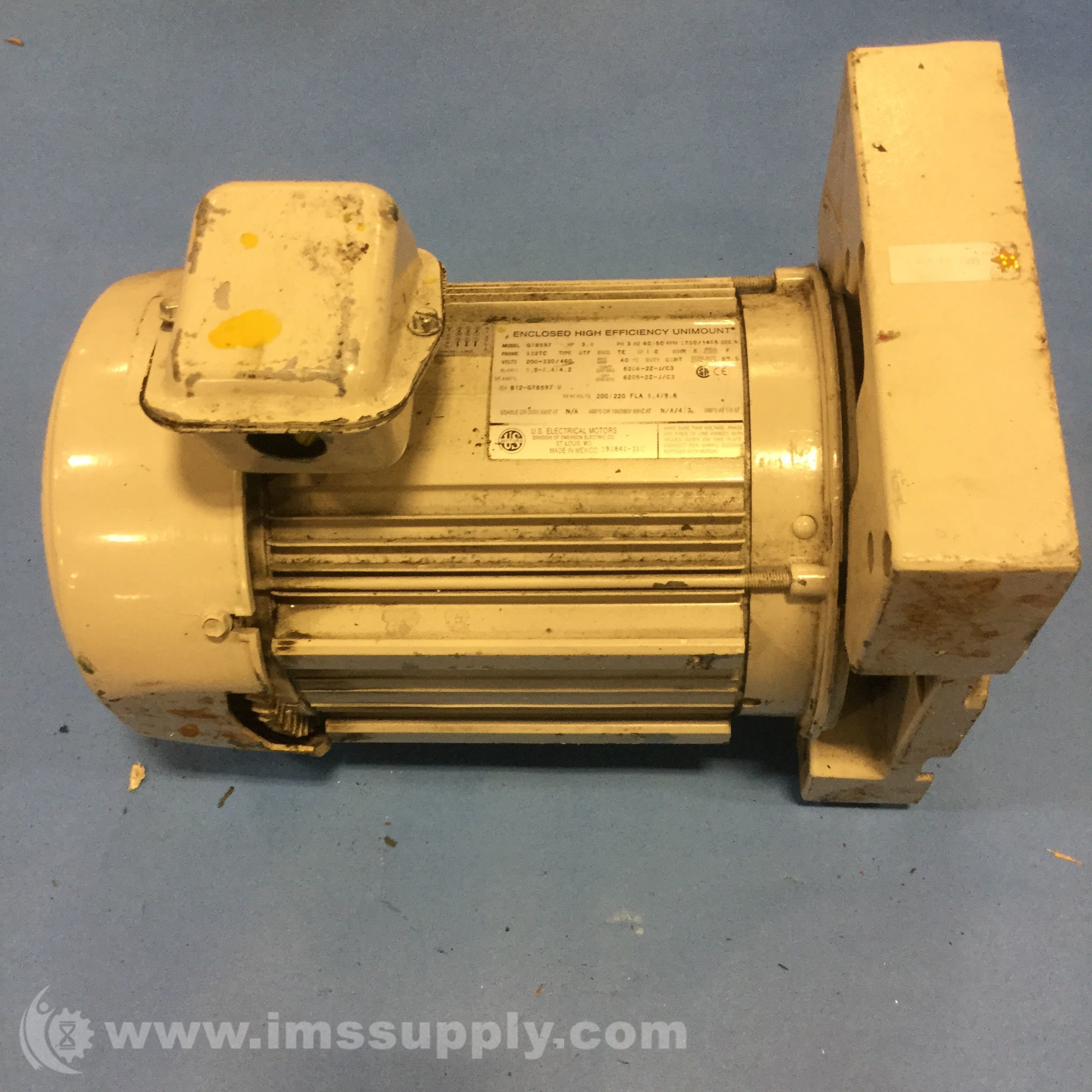 Us Motors G78597 3hp 3ph 1750 1445rpm 182tc Frame Electric Motor
