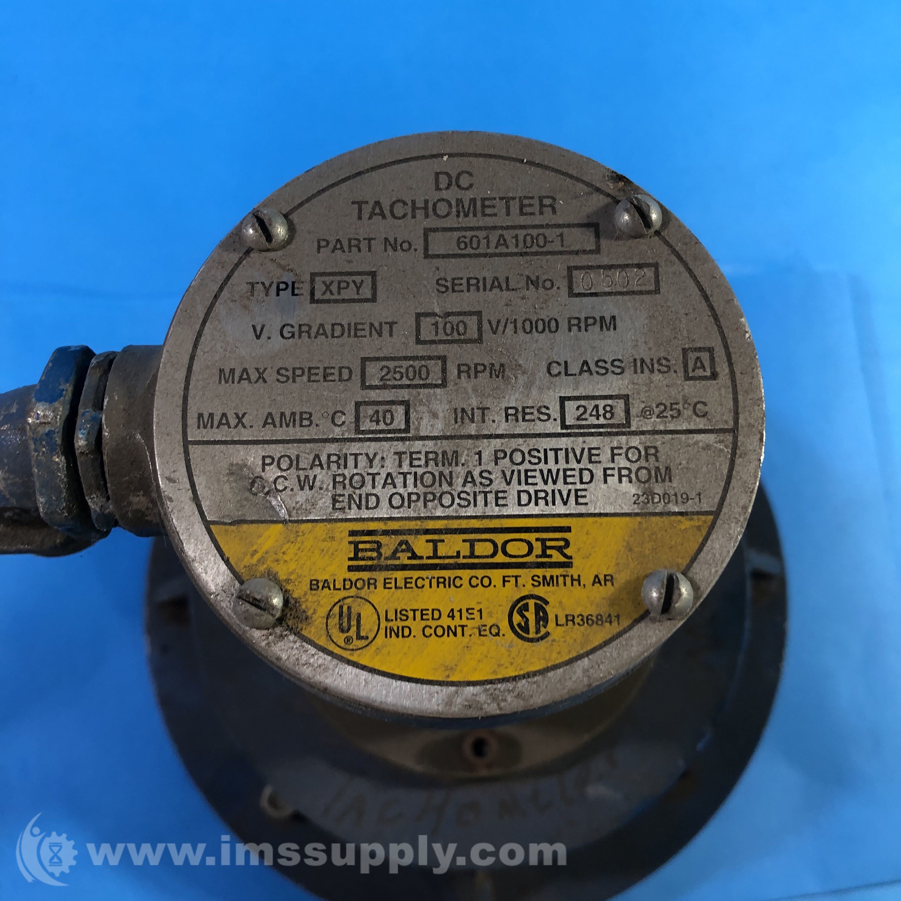 Baldor 601A1001 DC Tachometer Generator IMS Supply