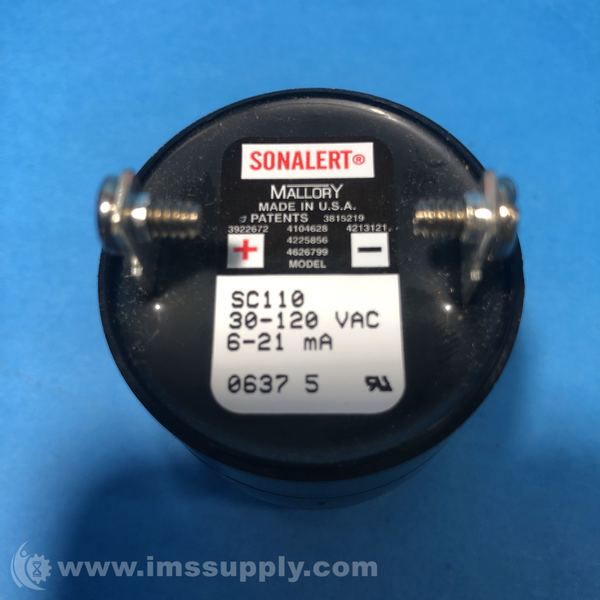 Sonalert SC110 Alarm Buzzer 6-21MA 30-120VAC - IMS Supply