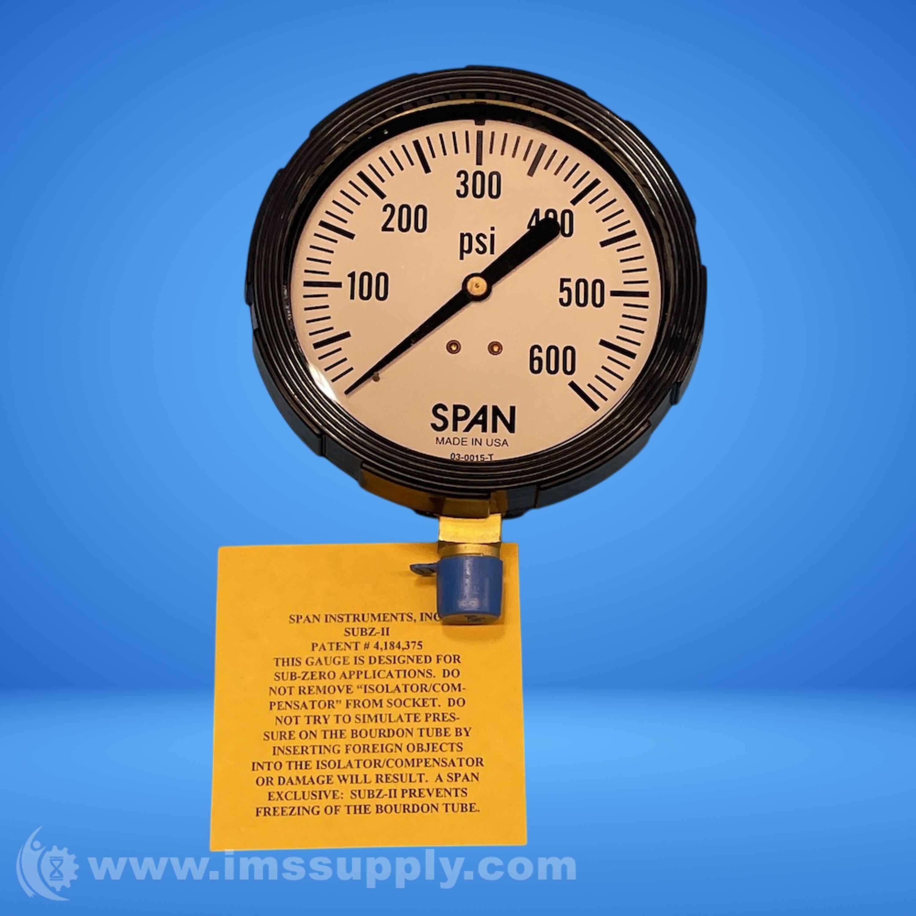 Span Instruments LFP310-600-PSI-G 0-600 Liquid Filled Gauge - IMS Supply