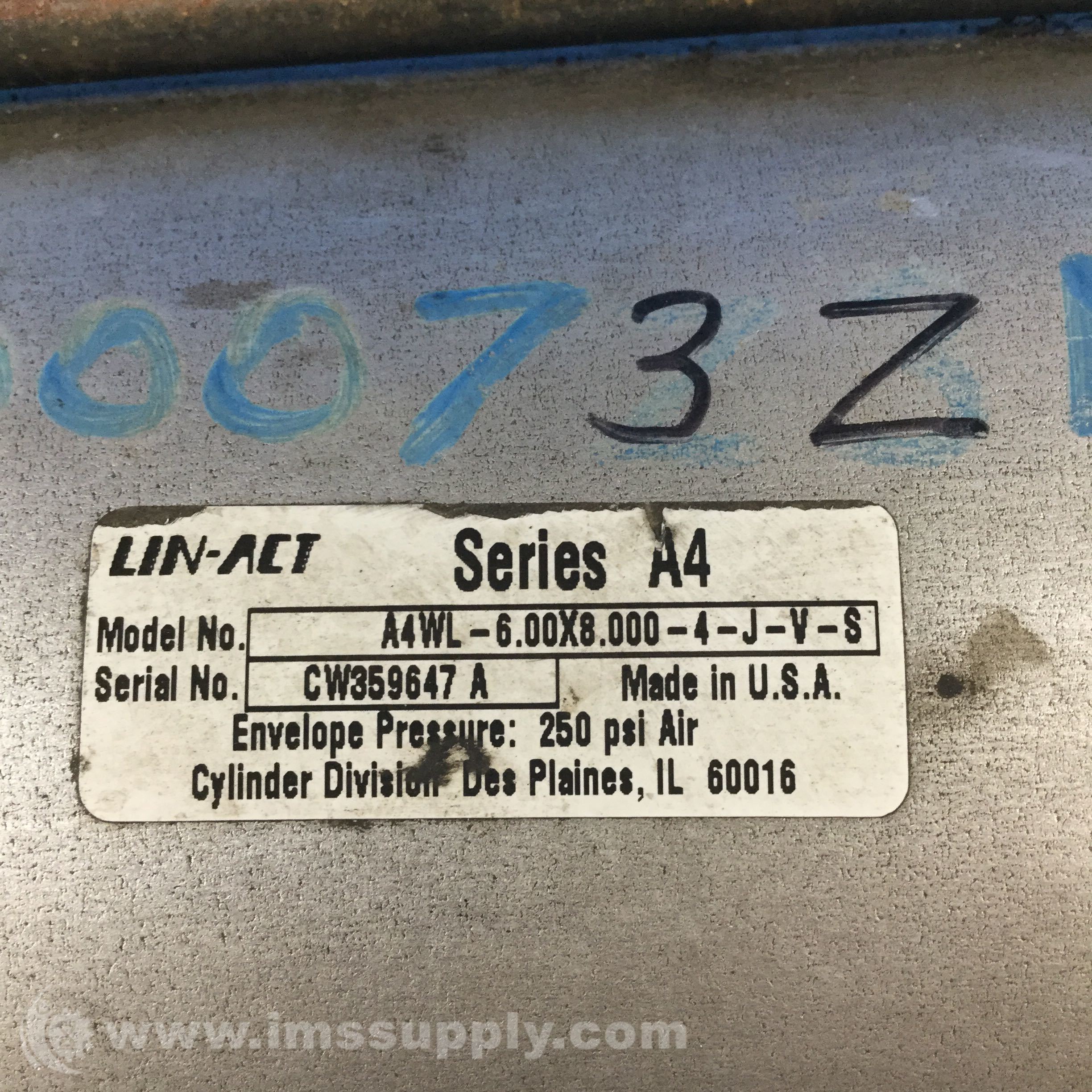 Lin Act A4WL6.00X8.004JVS A4 Series Cylinder IMS Supply