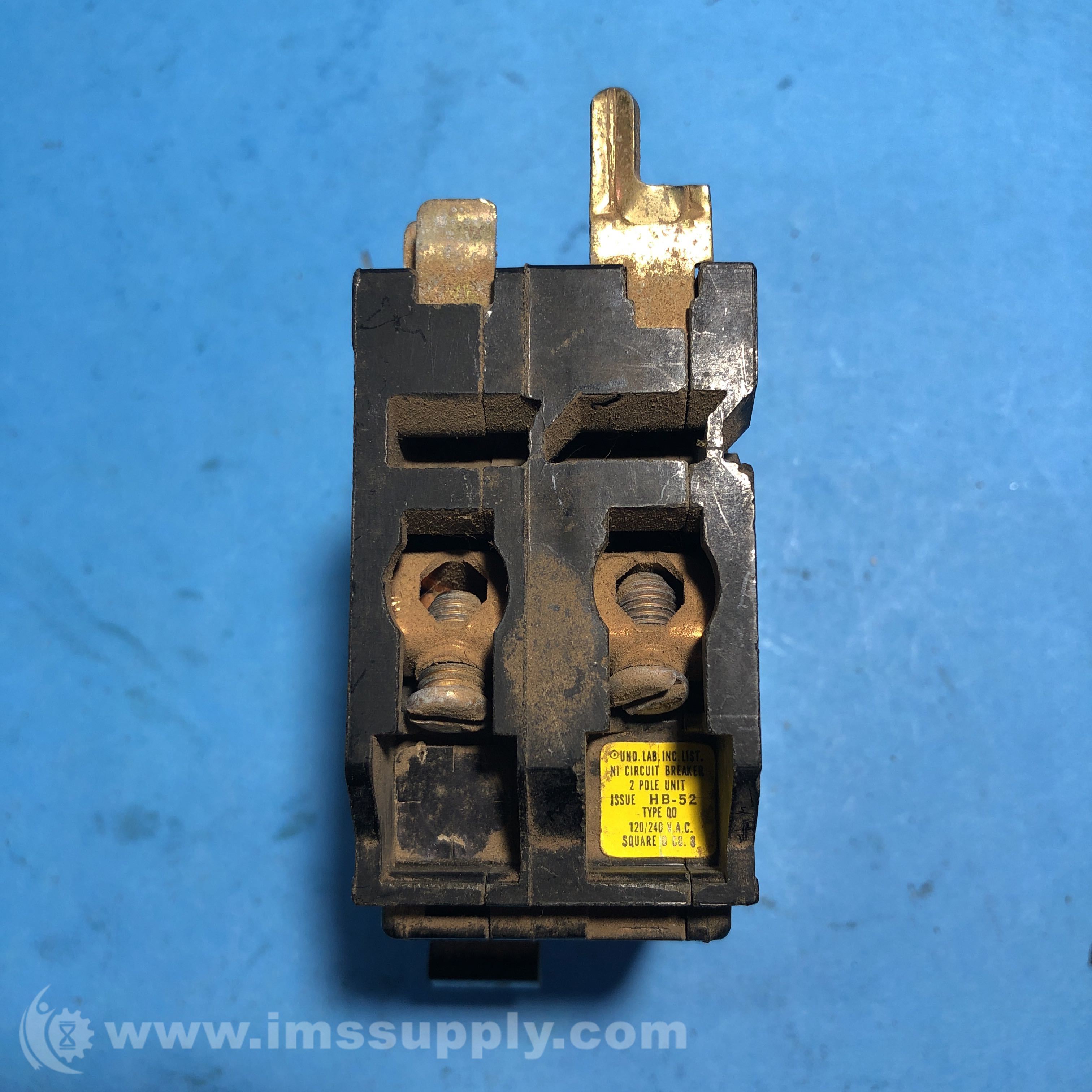 Square D HB52 2 Pole Circuit Breaker, Type QO, 120/240 VAC IMS Supply