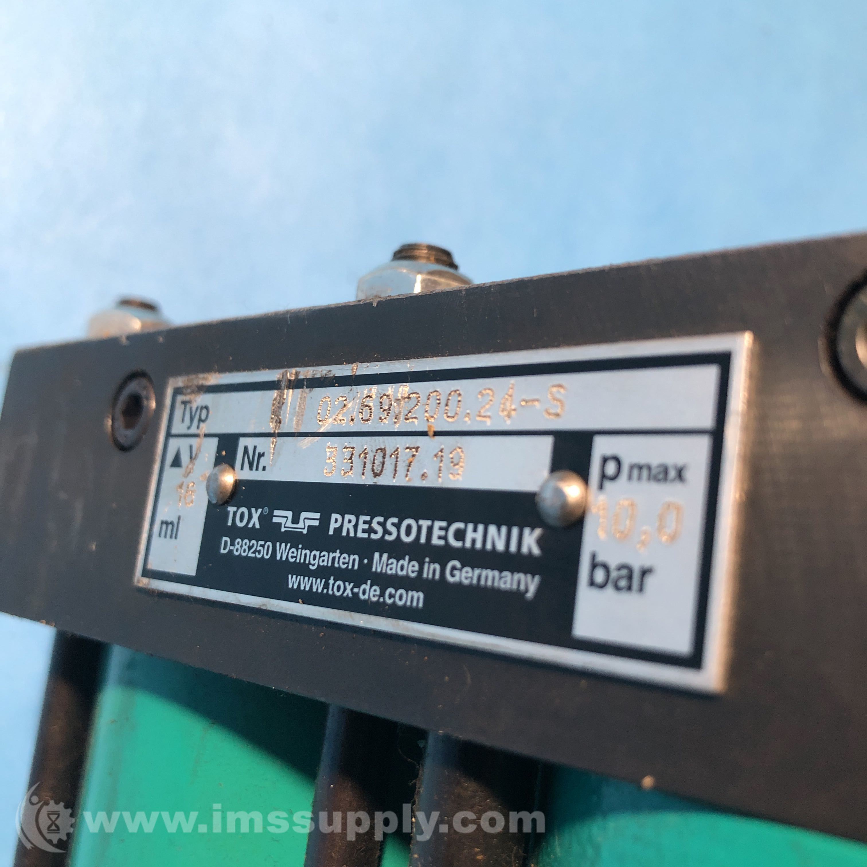 Tox Pressotechnik K269.200.24.SON Kraftpaket Air to Oil Cylinder IMS