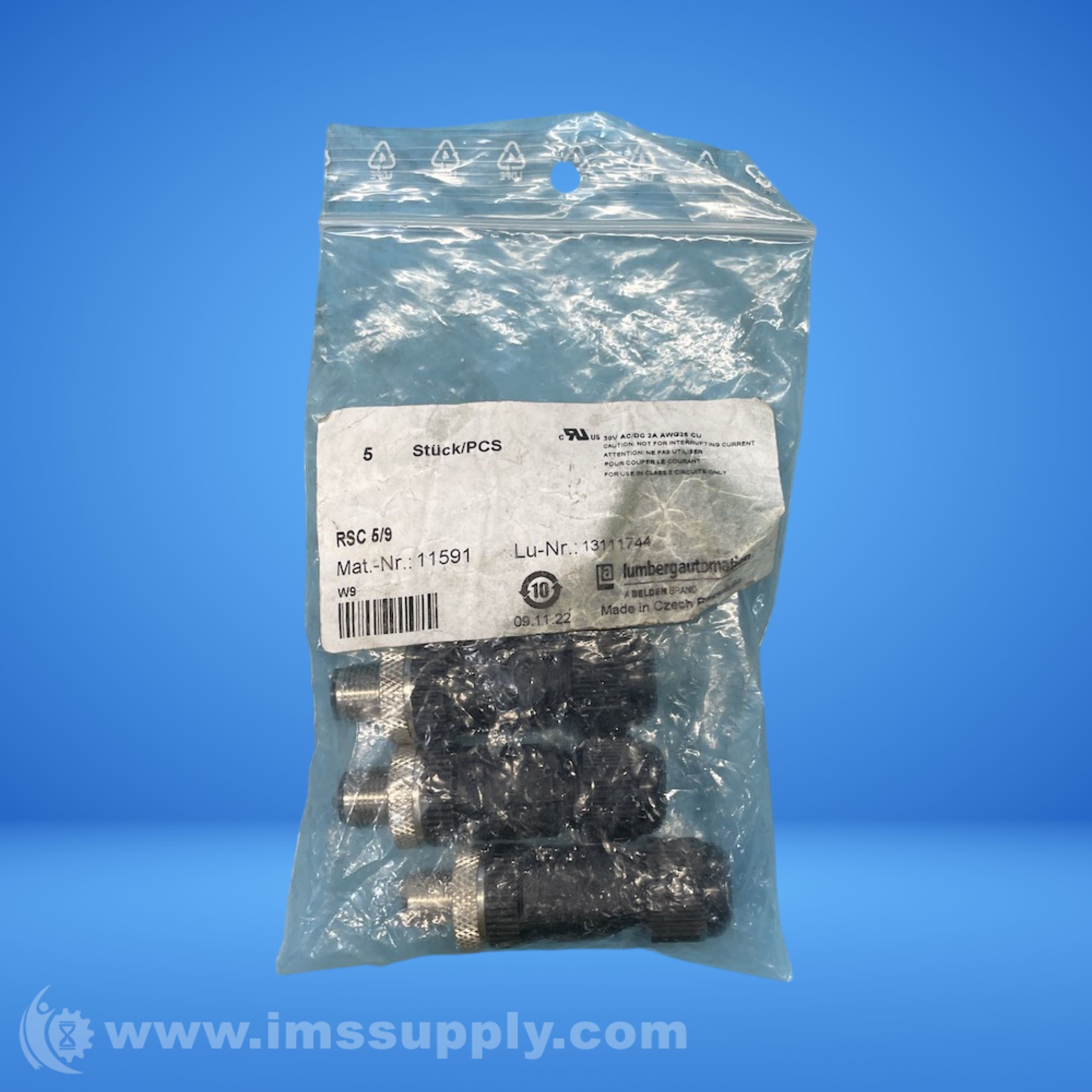 Lumberg Automation RSC 5/9 Bag of 5 Circular Metric Connectors - IMS Supply