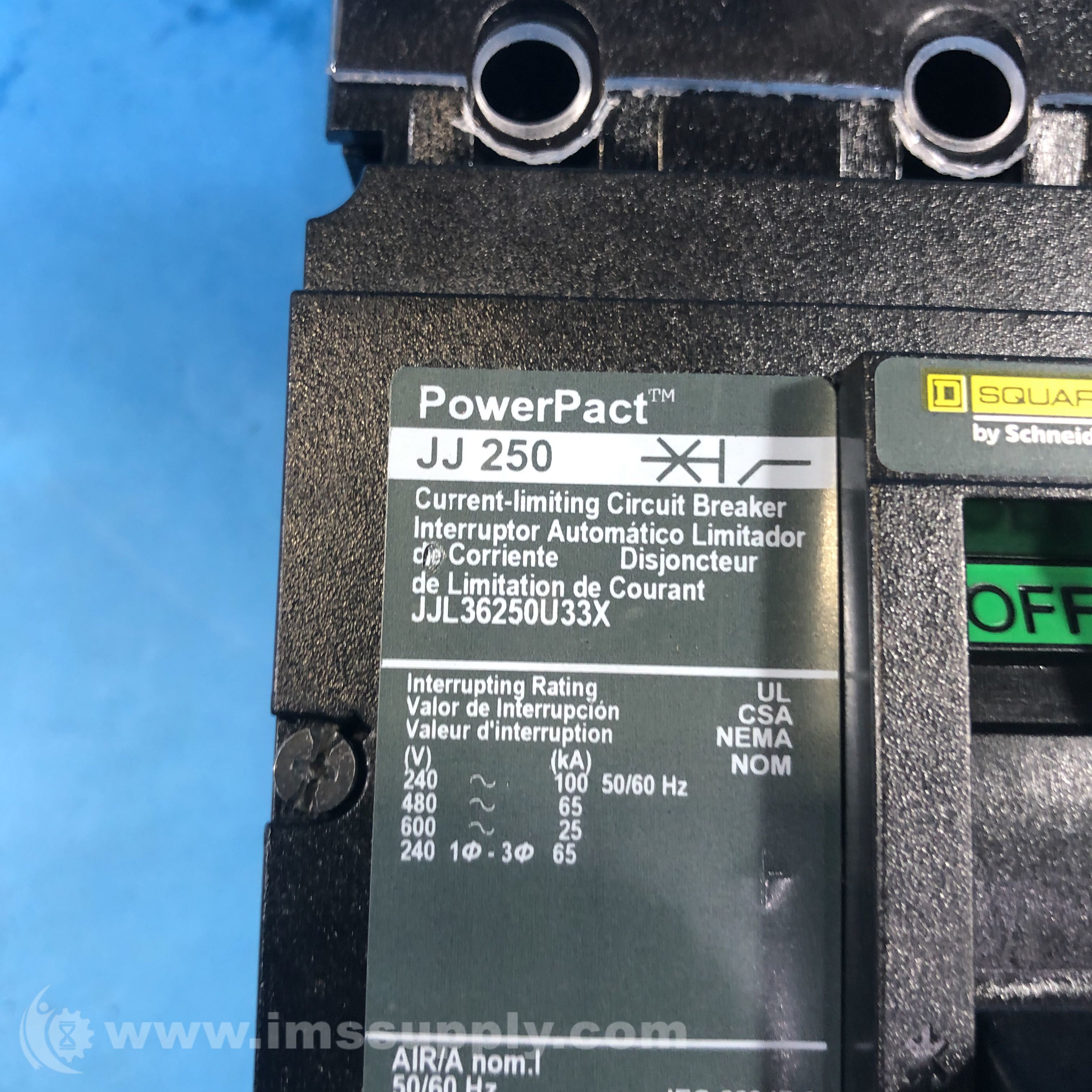 Square D JJ 250 3-Pole PowerPact Circuit Breaker - IMS Supply