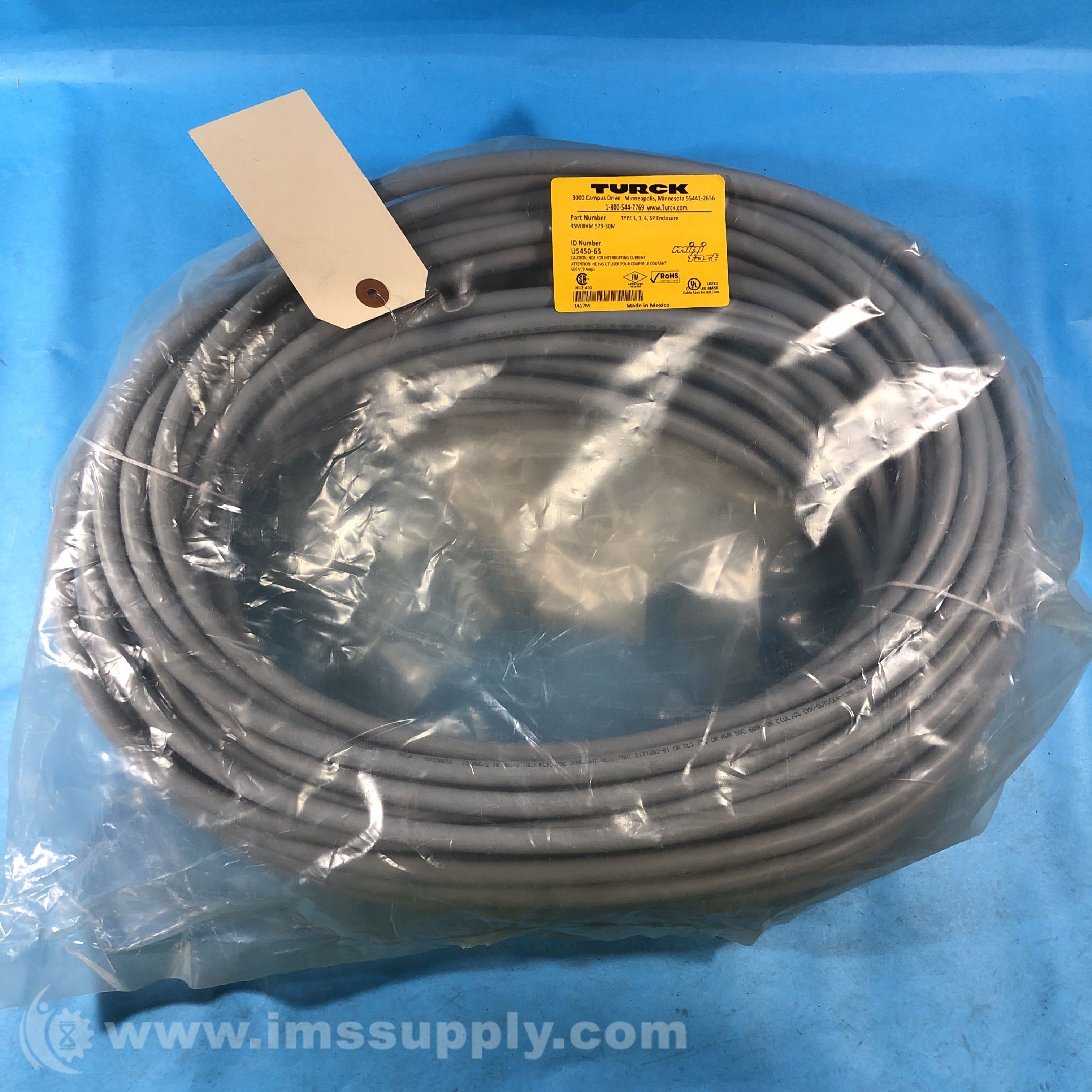 Turck RSM RKM 579-30M Cordset, 5 Pole Male/Female - IMS Supply