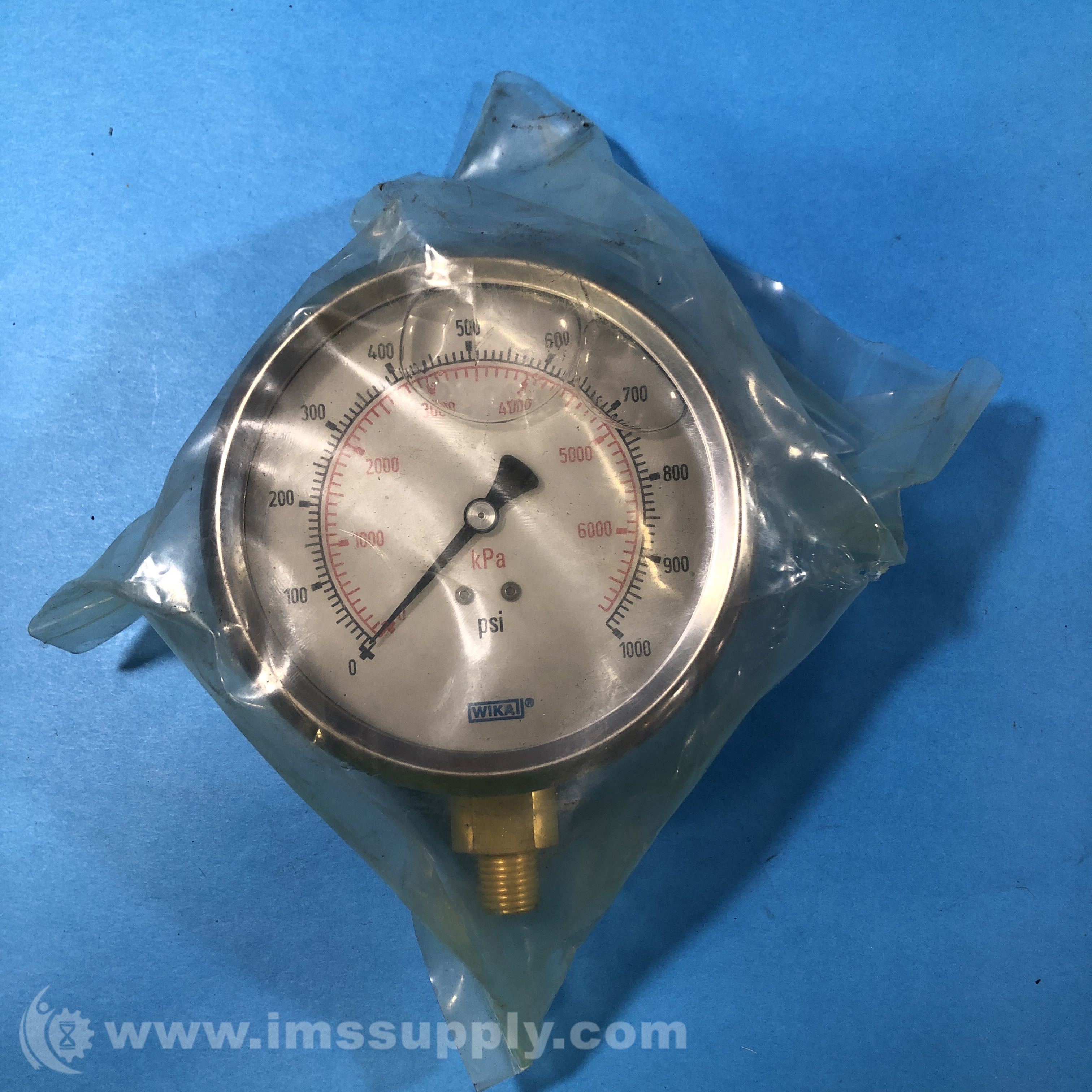 Wika Pressure Gauge 0 1000 PSI 1/2 NPT IMS Supply
