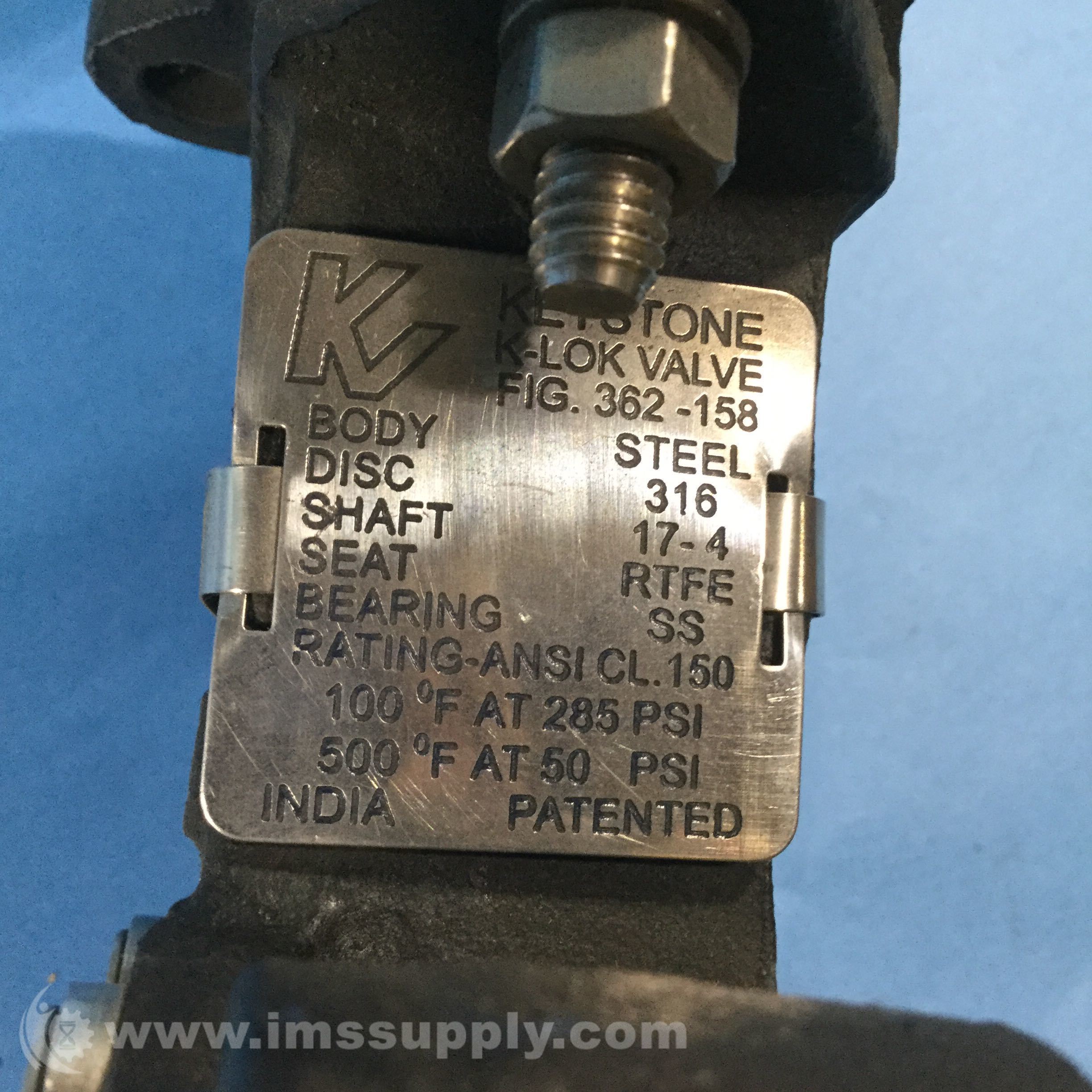 Keystone 362158 KLOK Butterfly Valve, Steel, 316 Disce IMS Supply