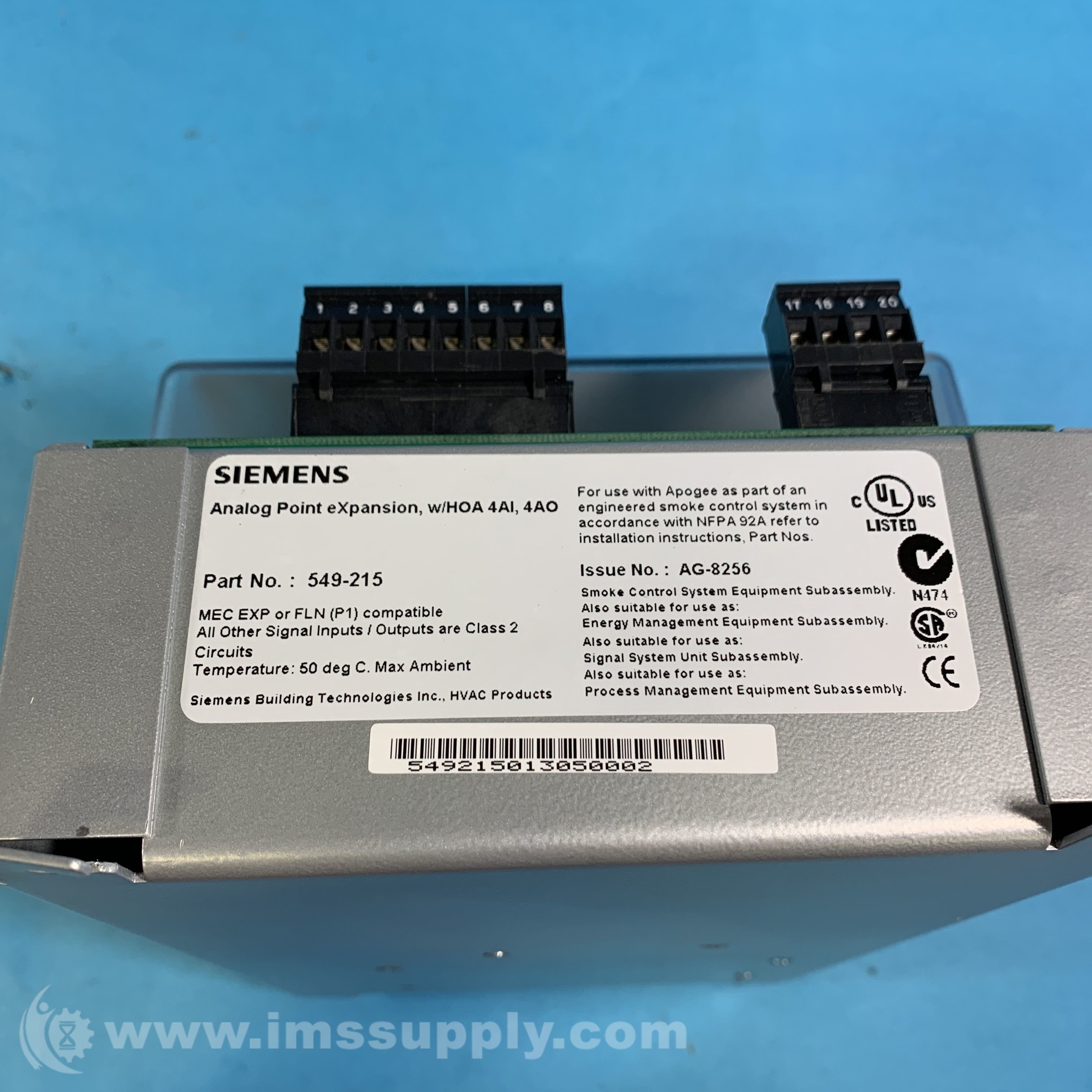 Siemens 549-215 Expansion Module MEC ANALOG 4AI/4AO 24V W/HOA - IMS Supply