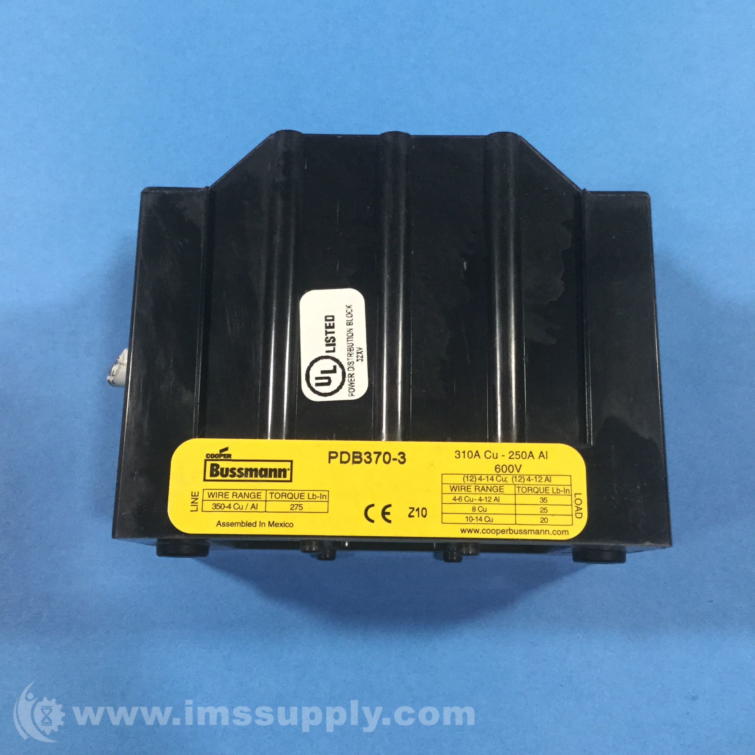 Cooper Bussmann PDB370-3 Power Distribution Blocks, PDB Series - IMS Supply
