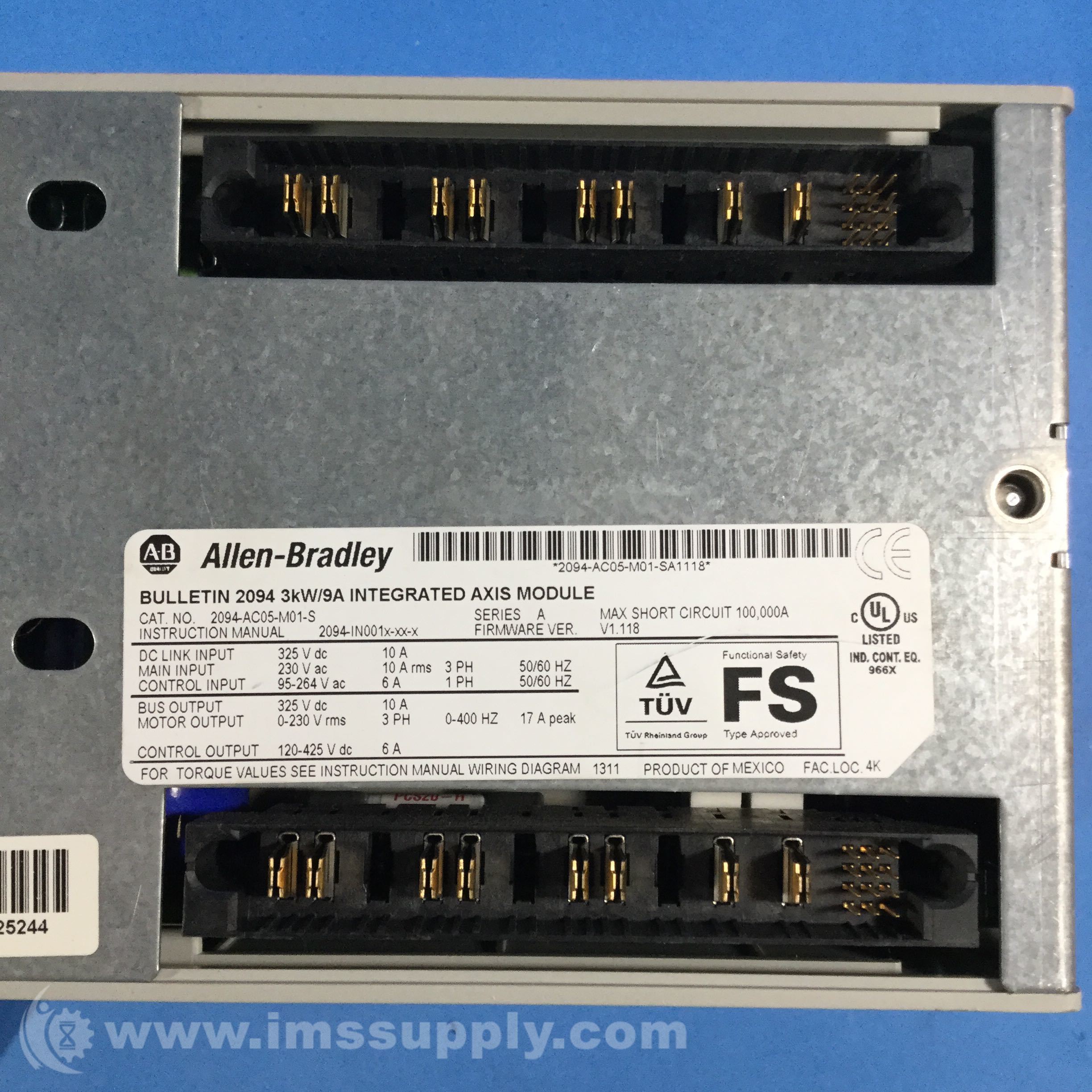 _y_y0315 PLC Hardware: Allen-Bradley 2094-BMP5-S Kinetix 6000 Axis