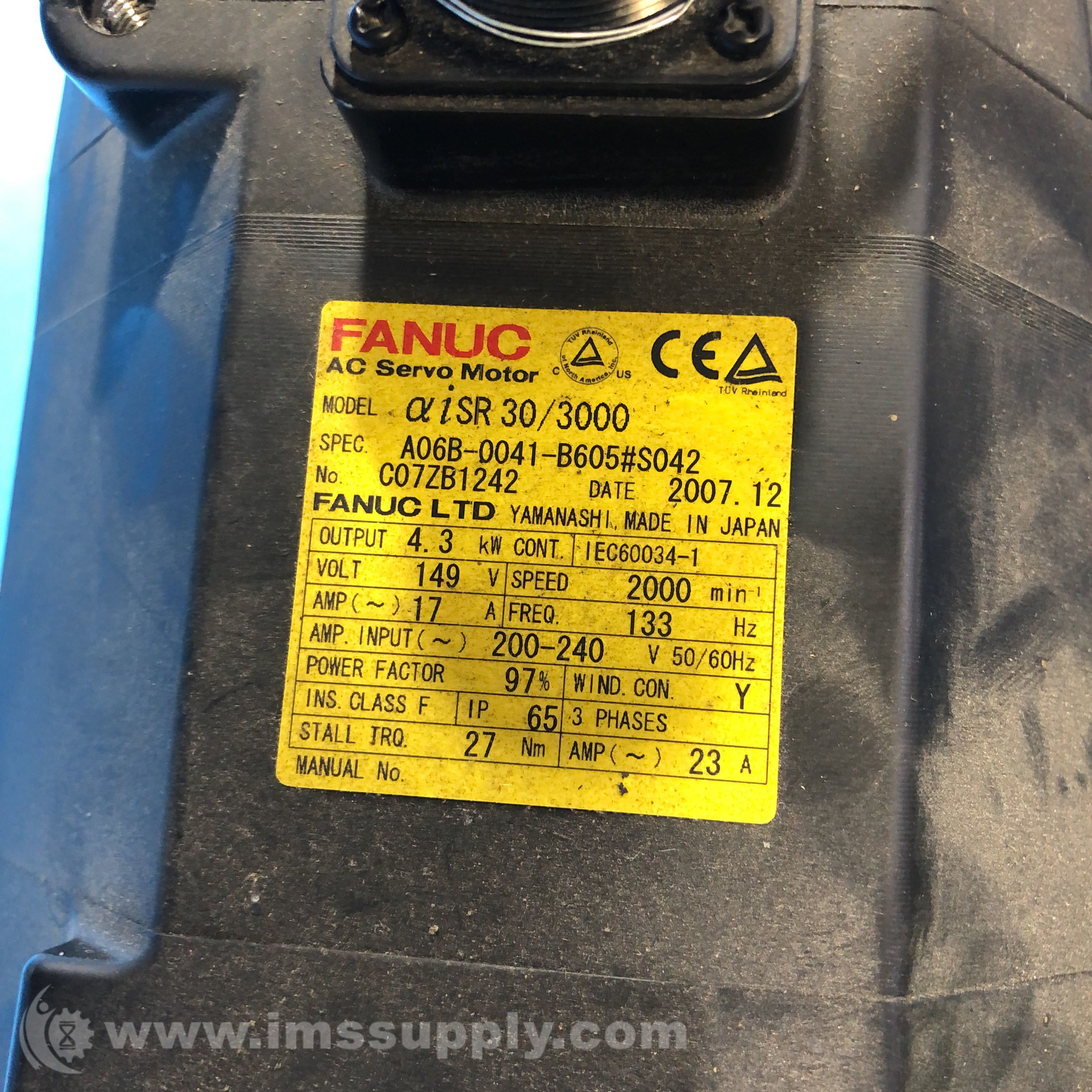 Fanuc A06B-0041-B605#S042 AC Servo Motor, 3 Phase - IMS Supply Fanuc A06B-0041-B605#S042 AC Servo Motor, 3 Phase - IMS Supply