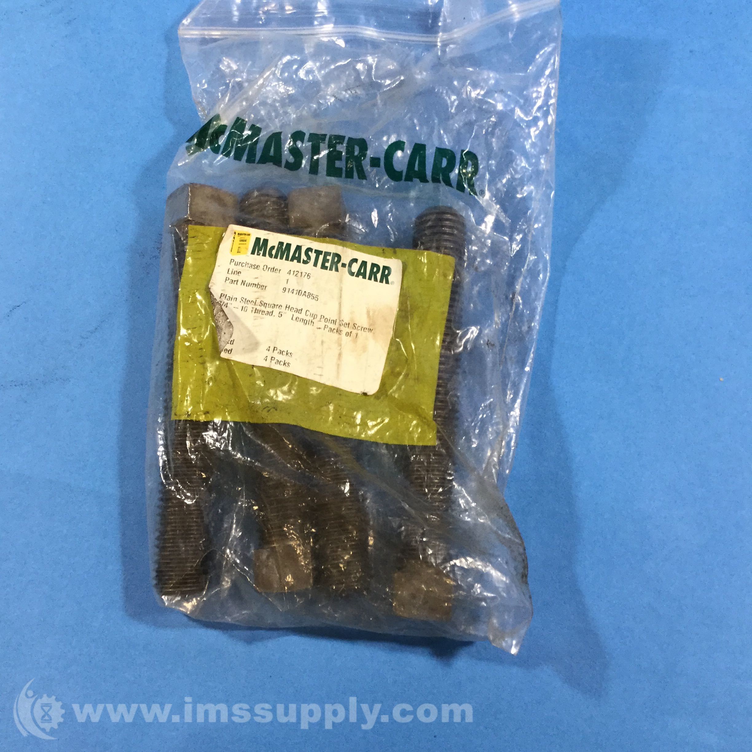 McMasterCarr 91410A855 Bag of 4 SquareHead CupPoint Set Screw IMS
