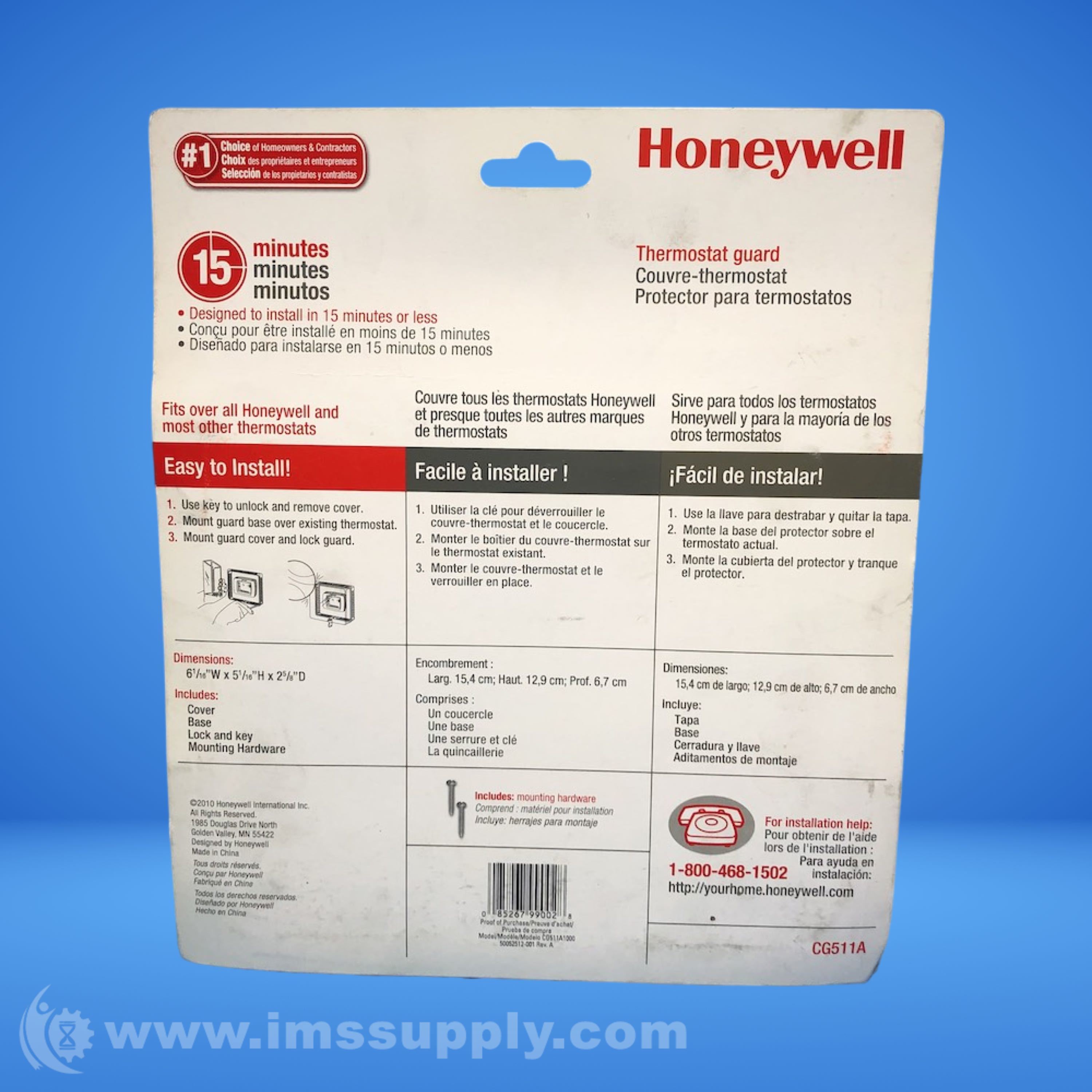Honeywell CG511A Clear Locking Thermostat Cover Guard IMS Supply