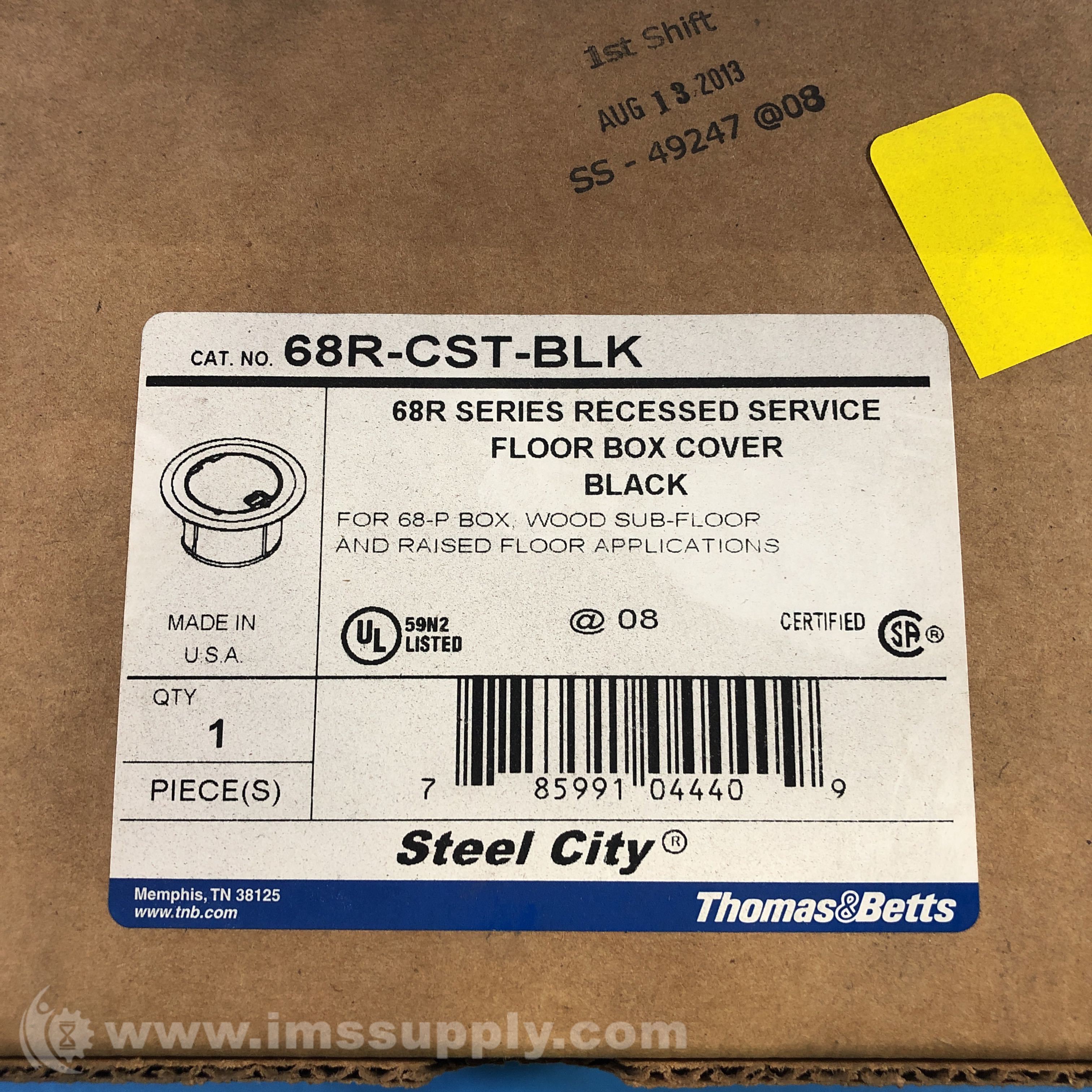 Steel City 68RCSTBLK Round Recessed Floor Box; Black IMS Supply