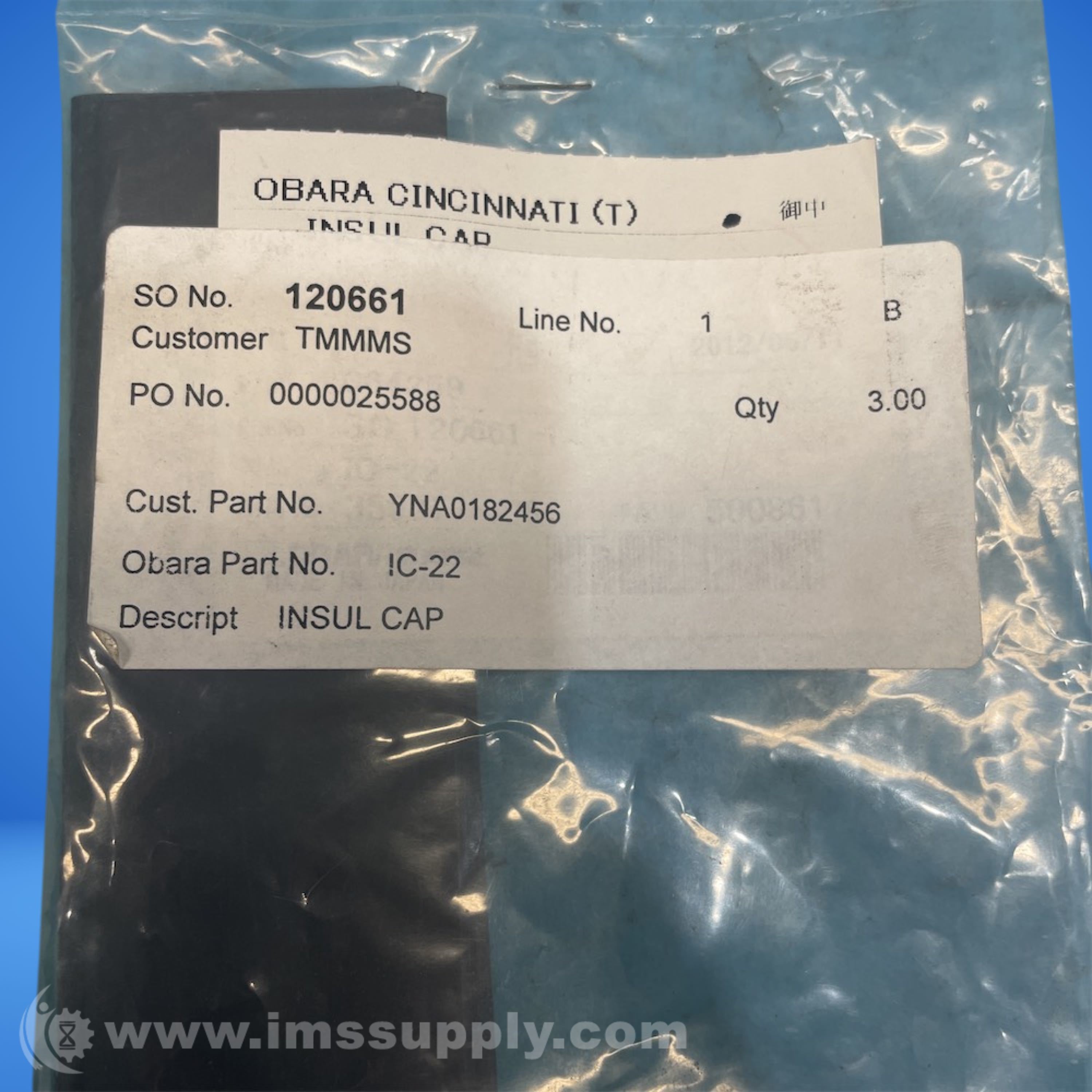 Obara Corp IC-22 Pack of 3 Insulation Cap - IMS Supply