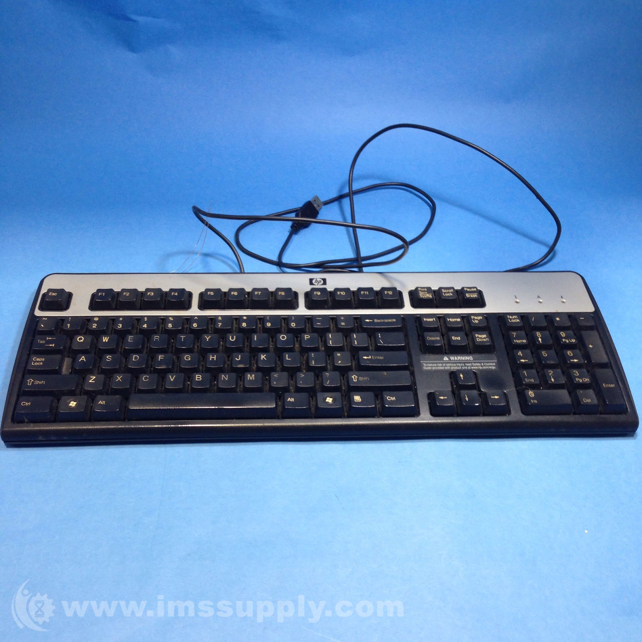 HP KU-0316 Black/Silver USB Wired 104-Key Layout Keyboard - IMS Supply