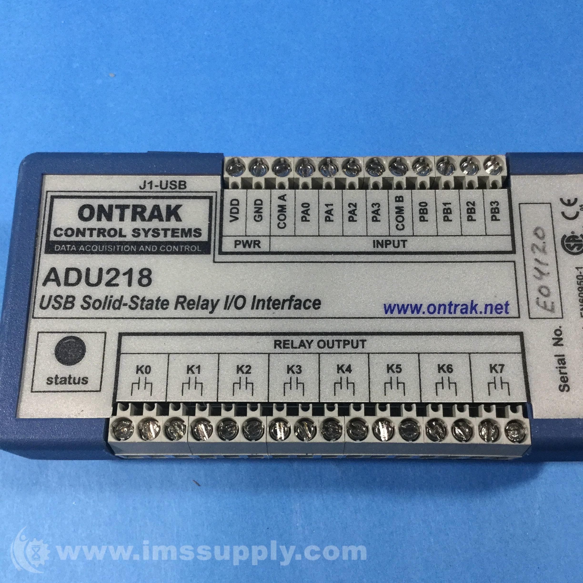 Ontrak Control Systems ADU218 USB SolidState Relay I/O Interface IMS