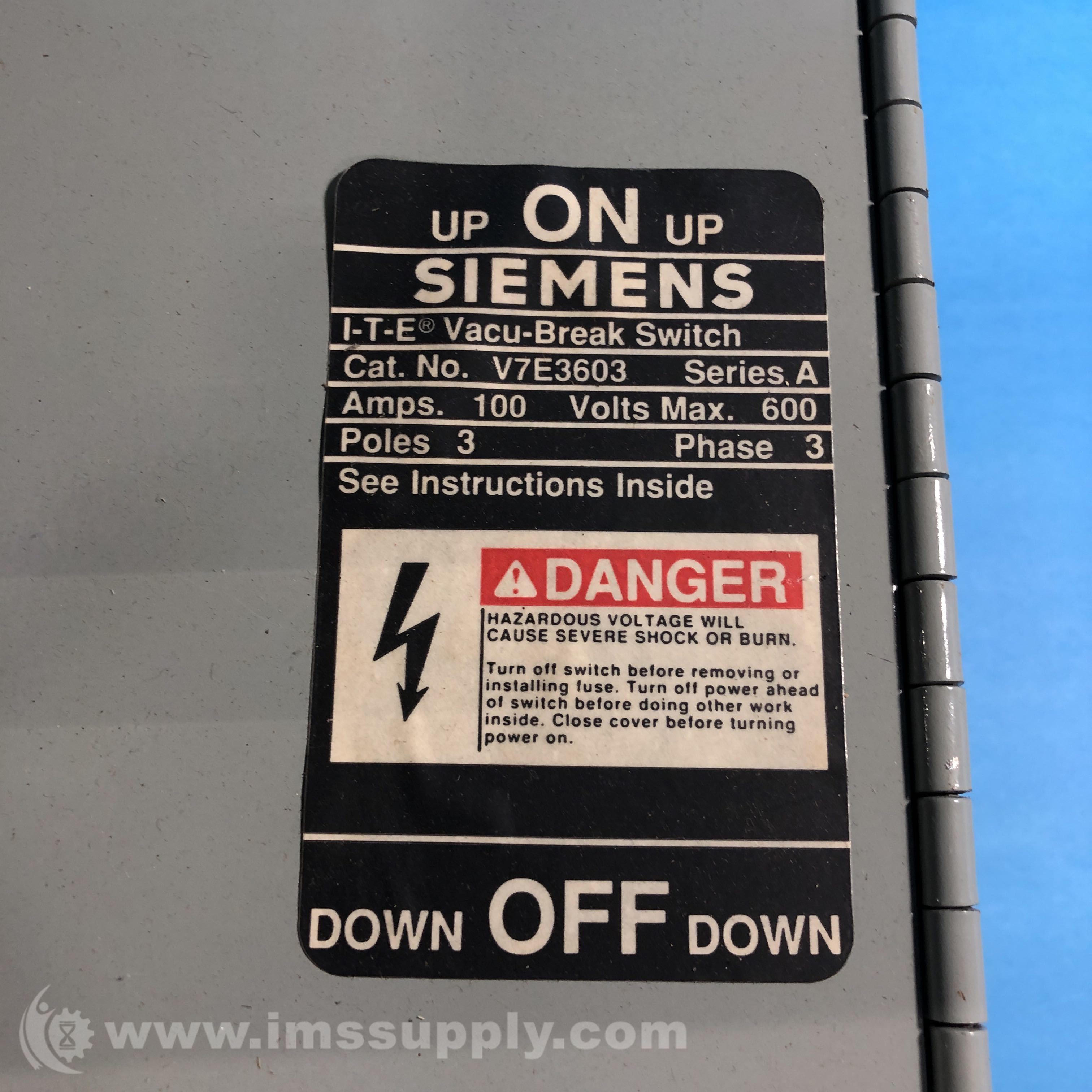 Siemens V7E3603 Series A Low Voltage Circuit Protection Switch IMS Supply