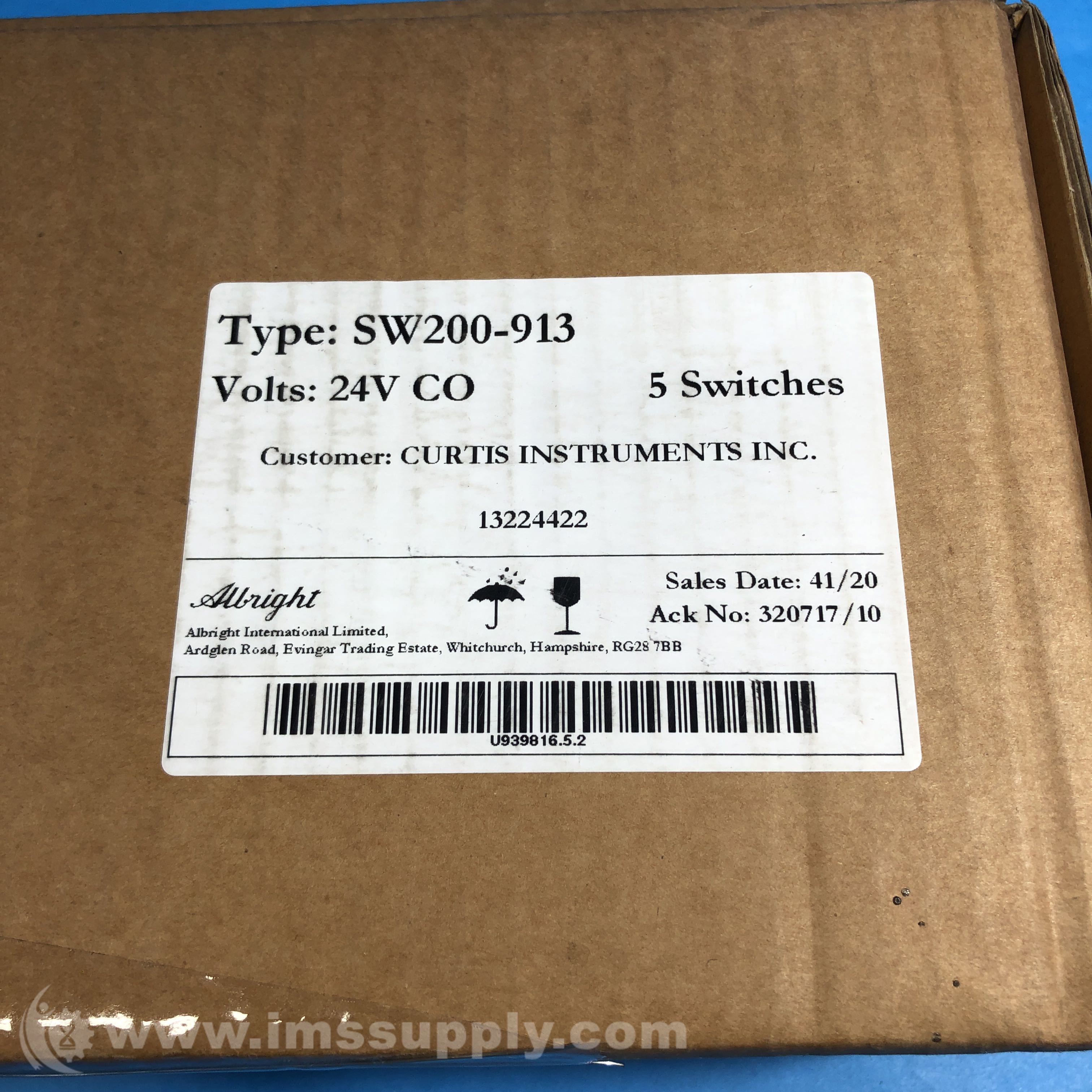 Albright International SW200-913 Box of 5 Contactors - IMS Supply