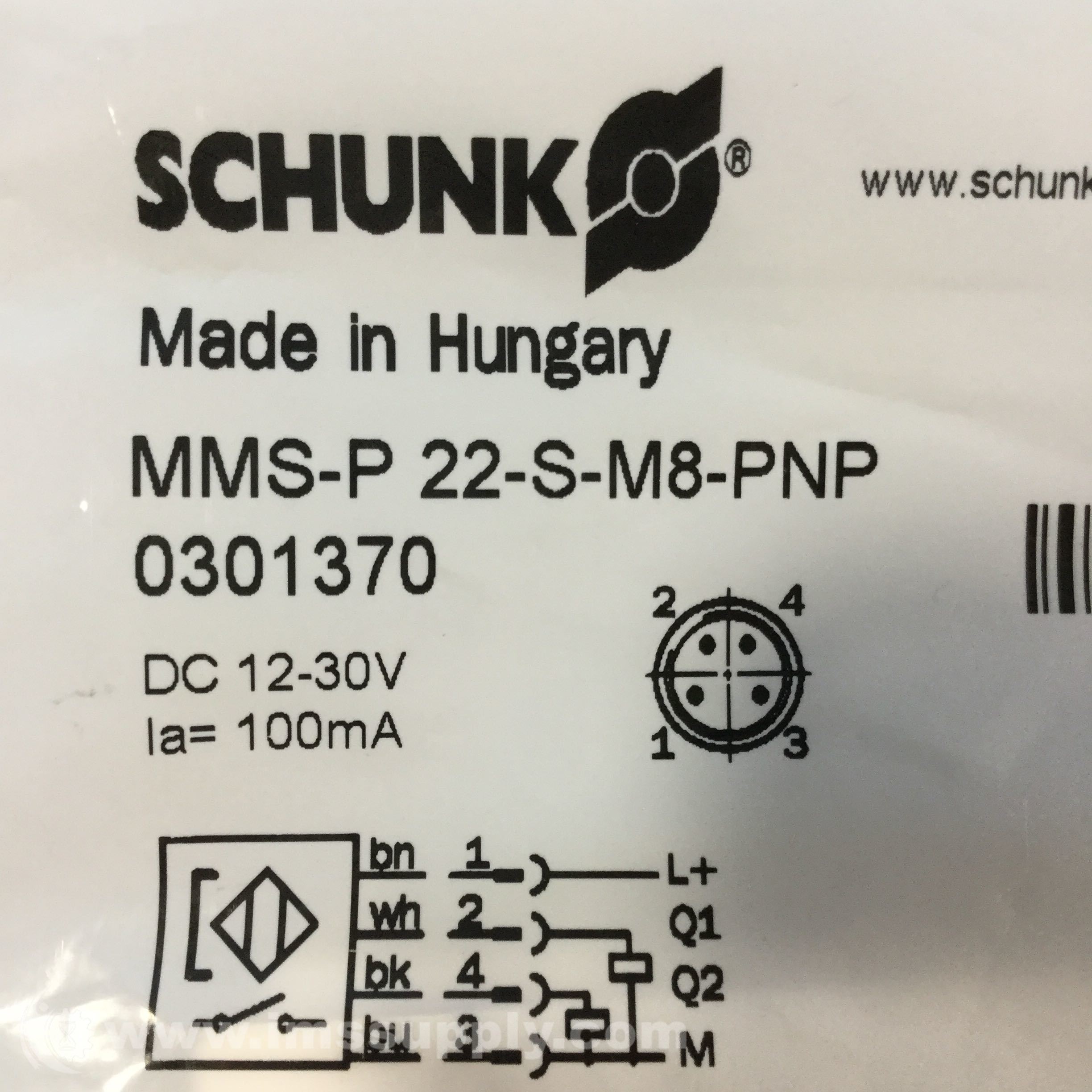 Schunk MMS-P 22-S-M8-PNP Magnetic Switch, 12-30VDC, 100Ma