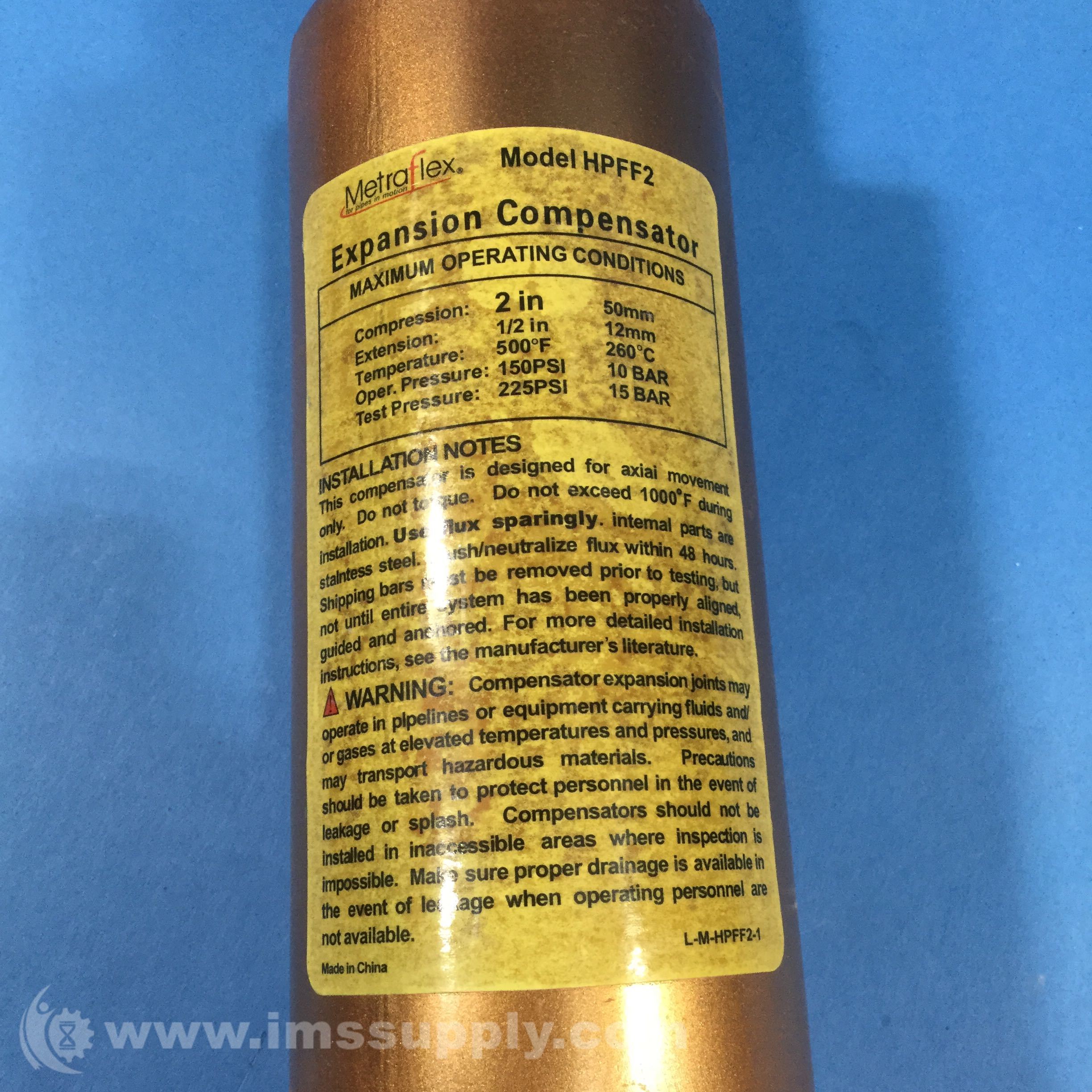 Metraflex HPFF20200 High Pressure Compensator IMS Supply