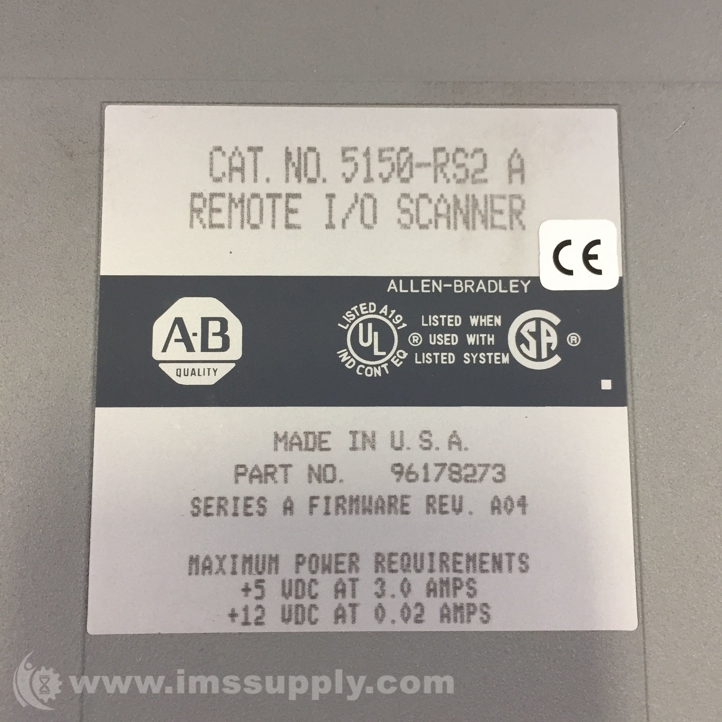 Allen Bradley 5150-RS2 I/O Remote Scanner Module, Series A - IMS Supply