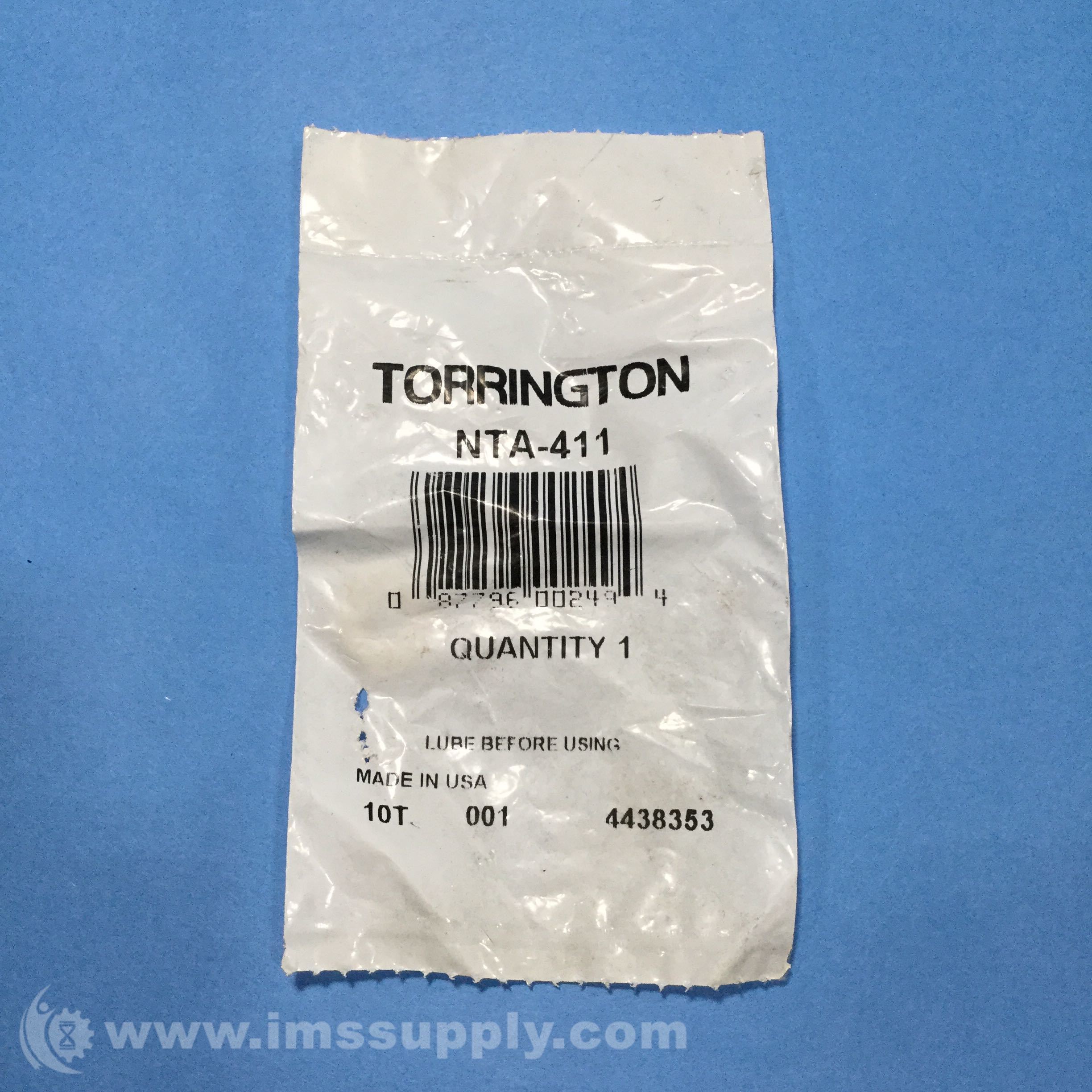 Torrington NTA411 Needle Roller Thrust Bearing, 1/4 in Bore IMS Supply