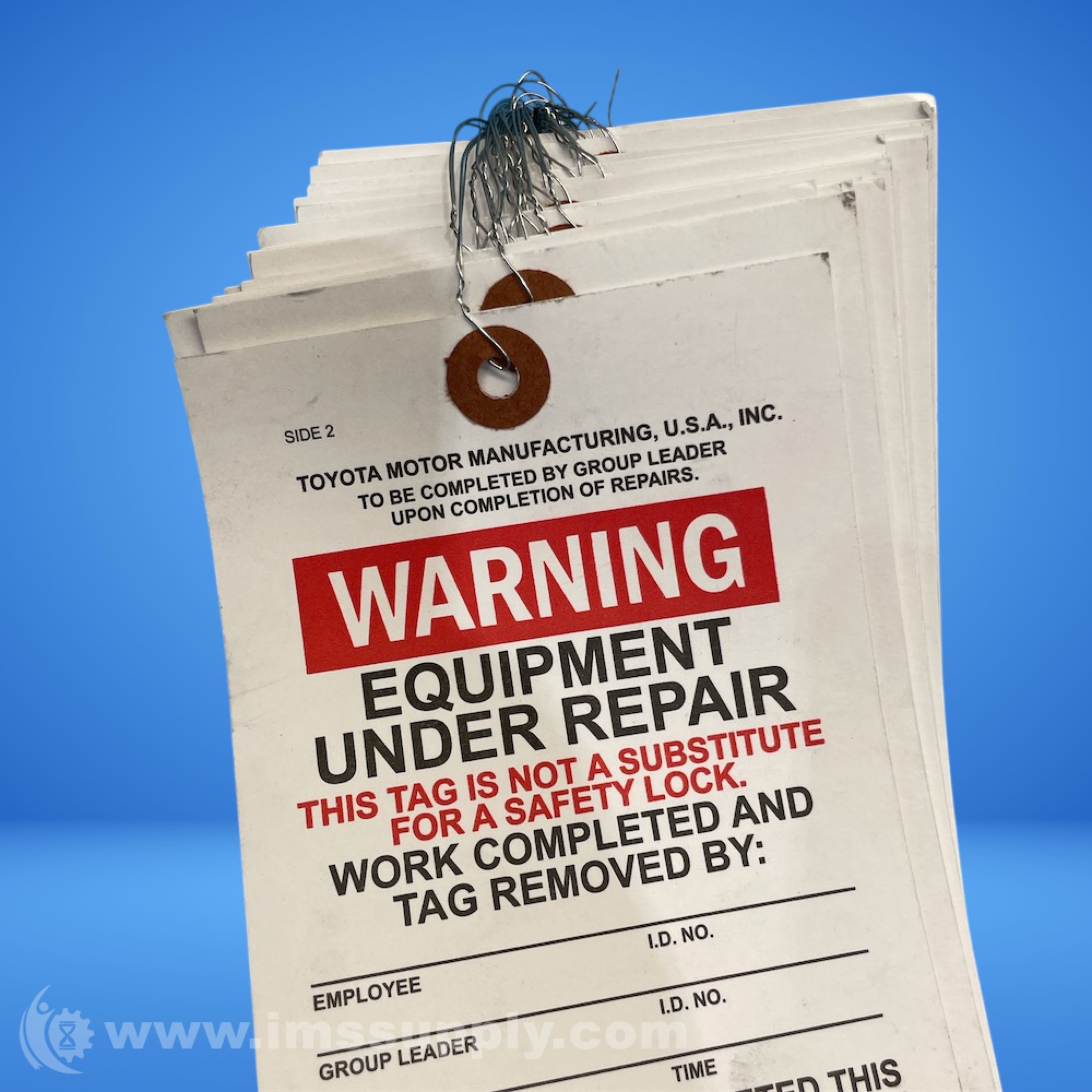 TOYOTA Warning Equipment Under Repair Tag - IMS Supply