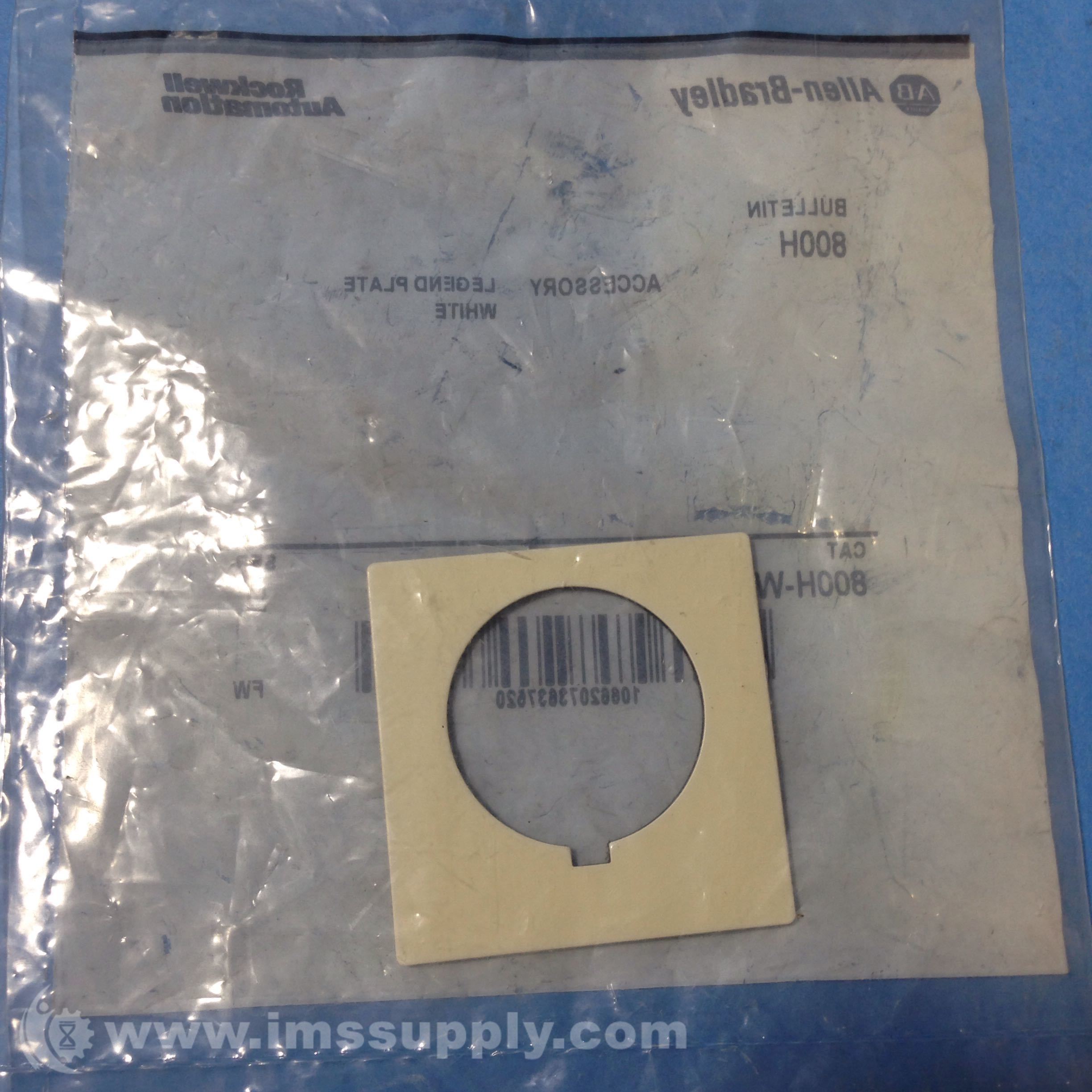 Allen Bradley 800HW500, White Blank Legend Plate IMS Supply
