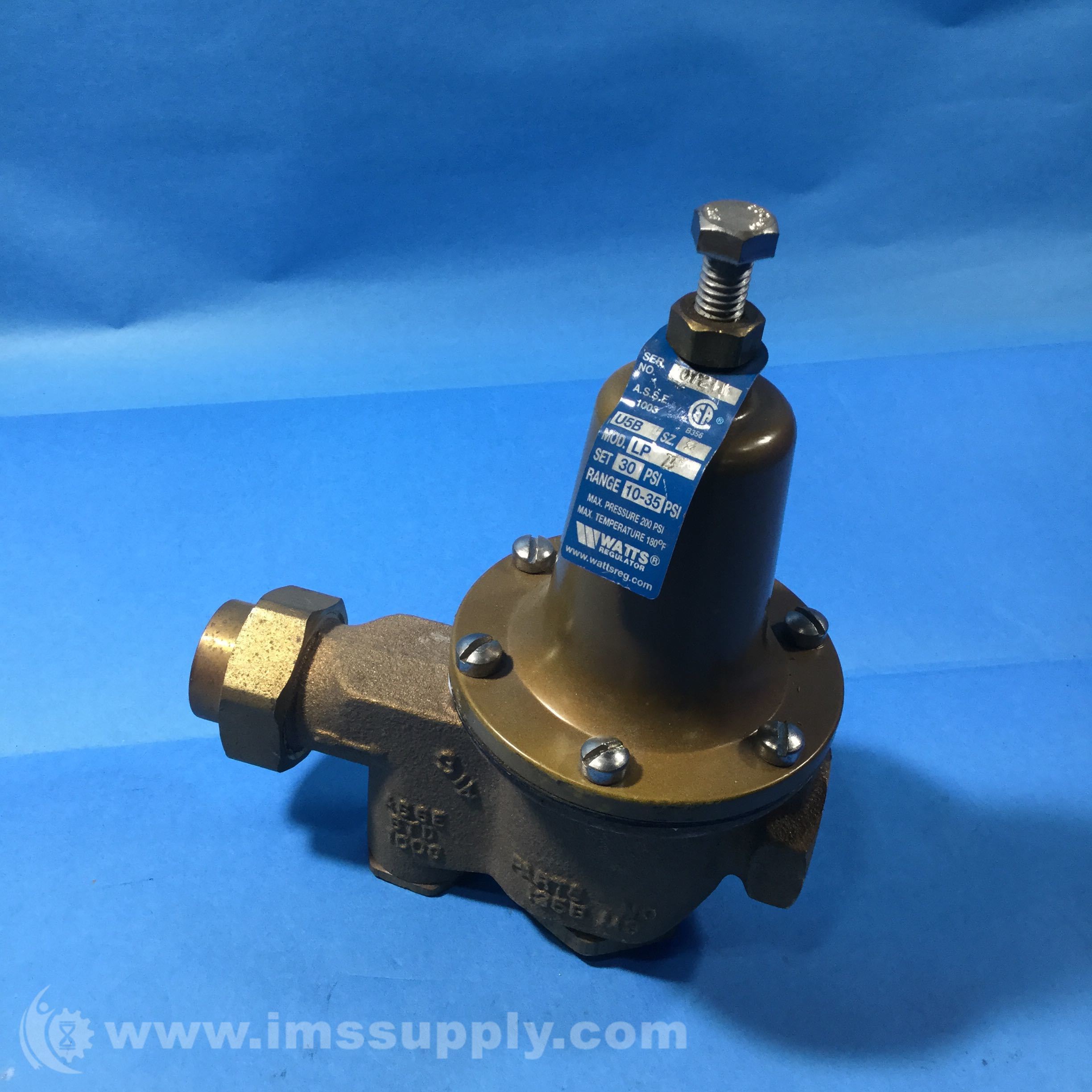 Watts Regulator 3/4 U5BLPZ3 Water Pressure Reducing Valve IMS Supply