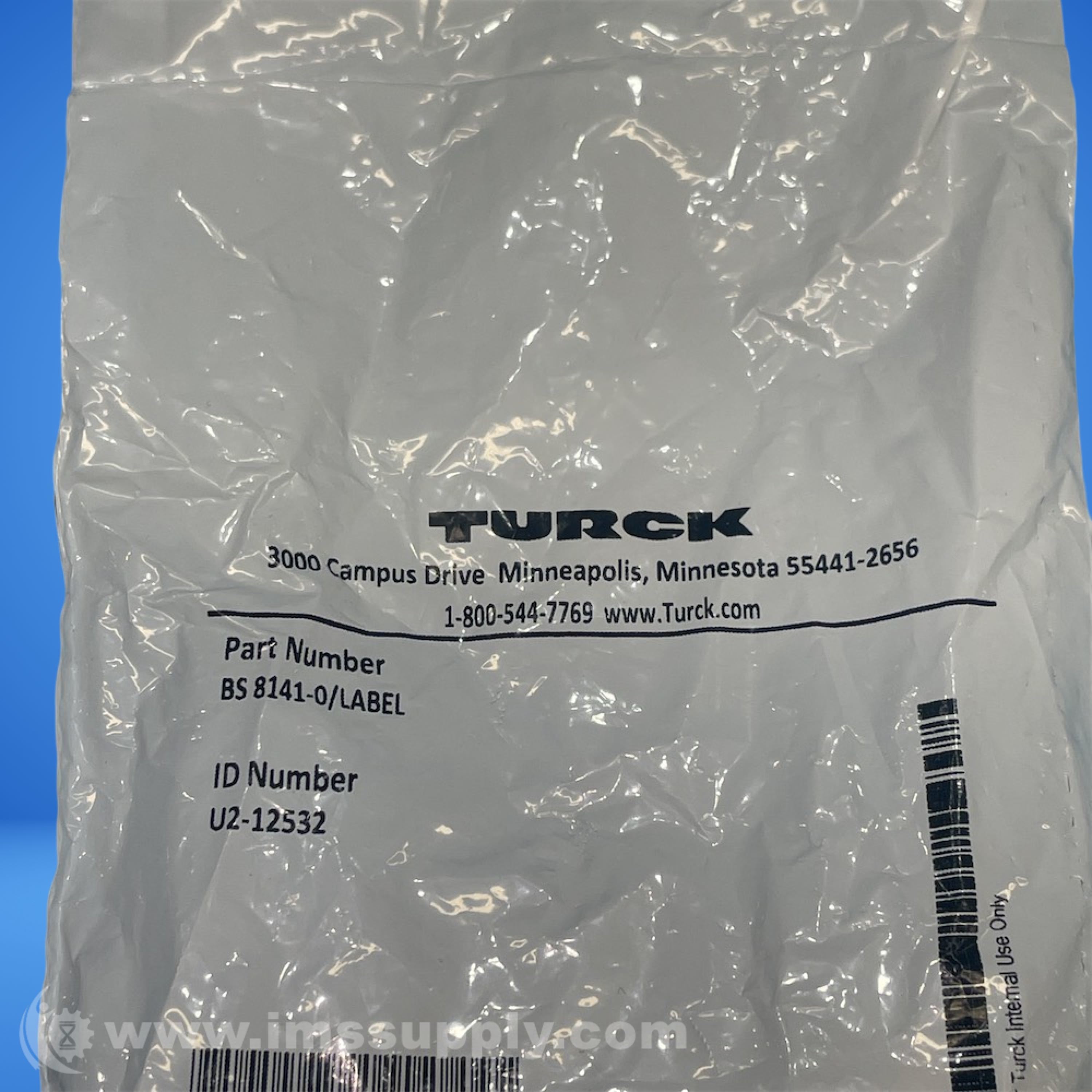 Turck BS8141-0/LABEL Eurofast Straight Male Cordset - IMS Supply
