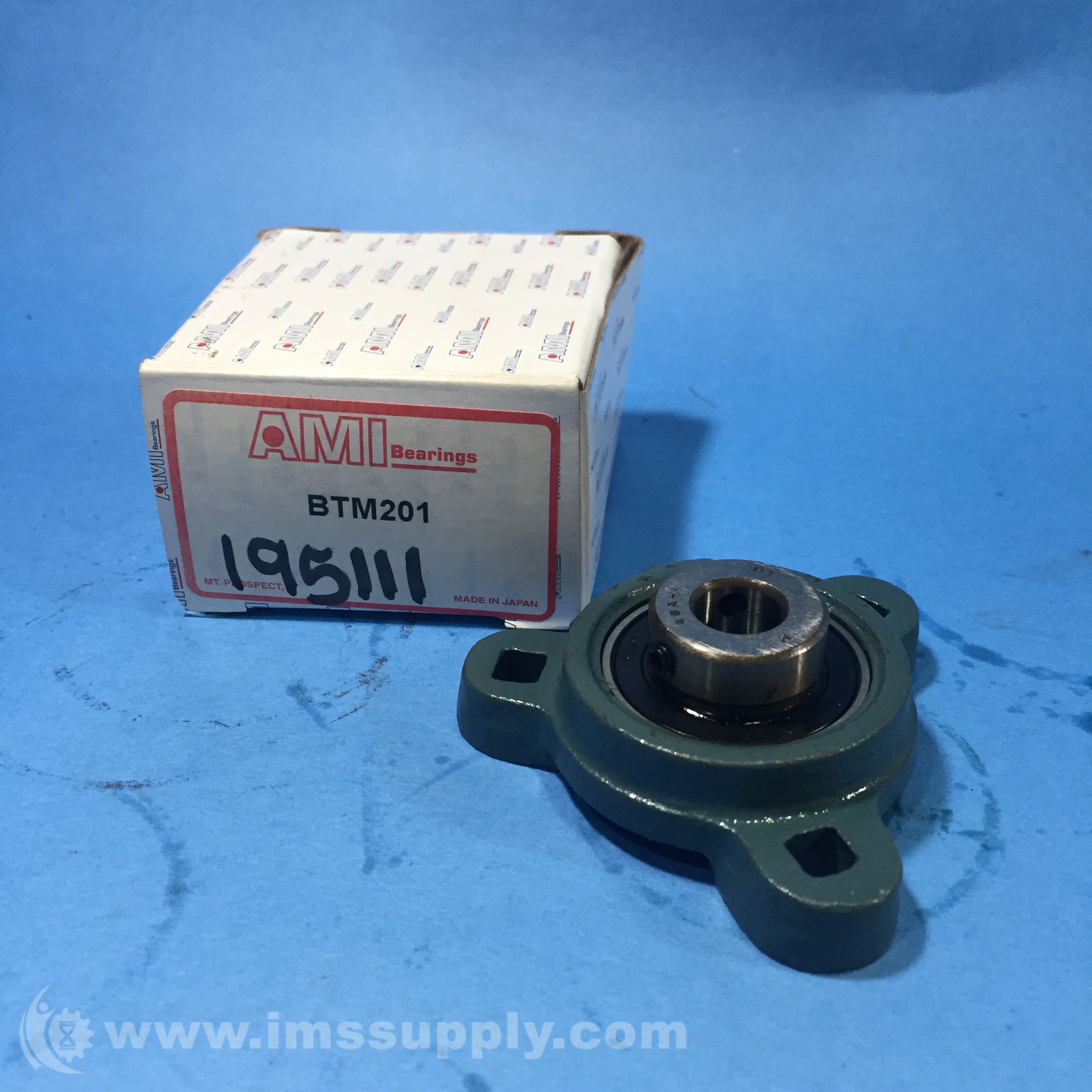 Ami Bearings BTM201 12mm Narrow Set Screw Malleable 3Bolt Flange IMS