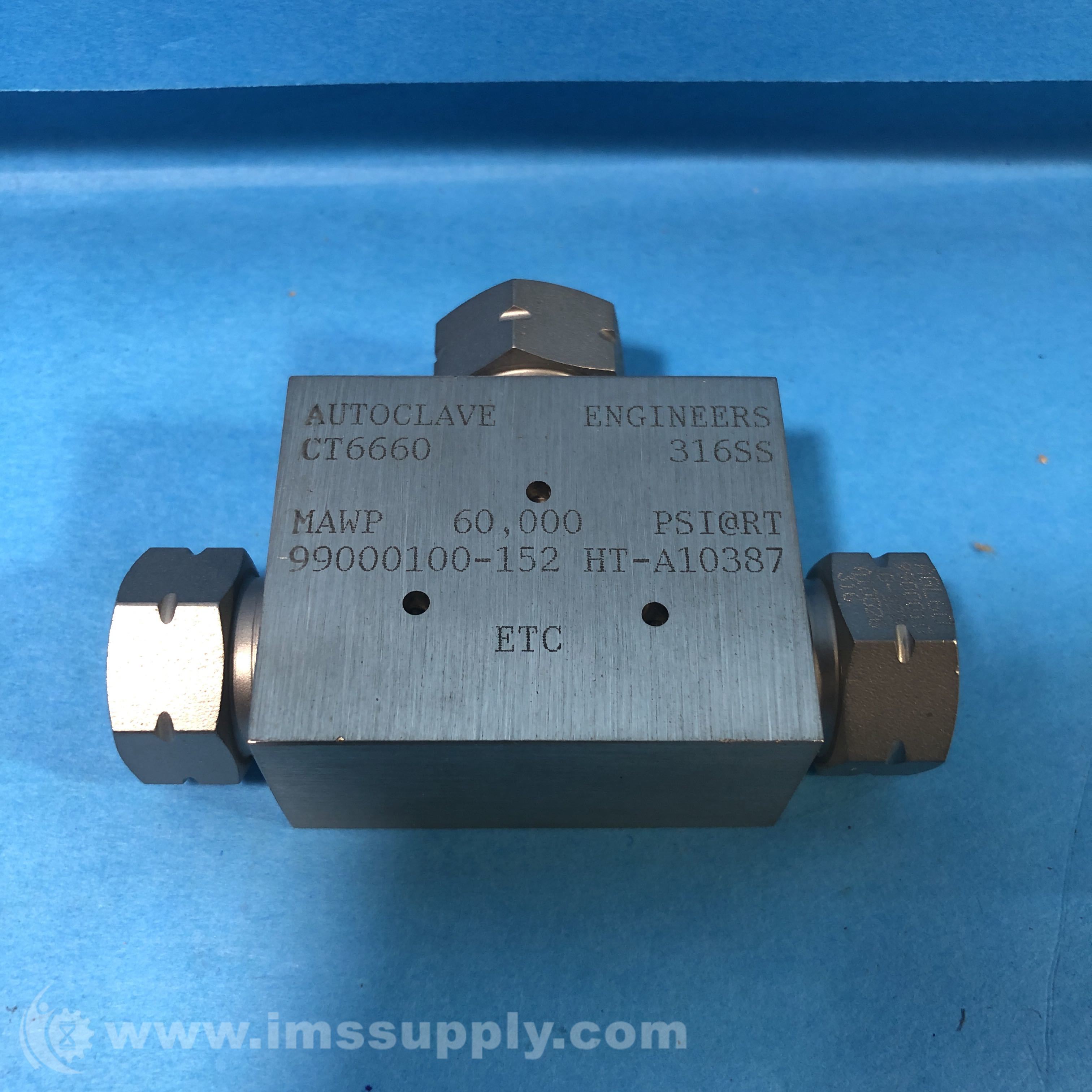 Autoclave CT6660 High Pressure Tee Fitting F IMS Supply