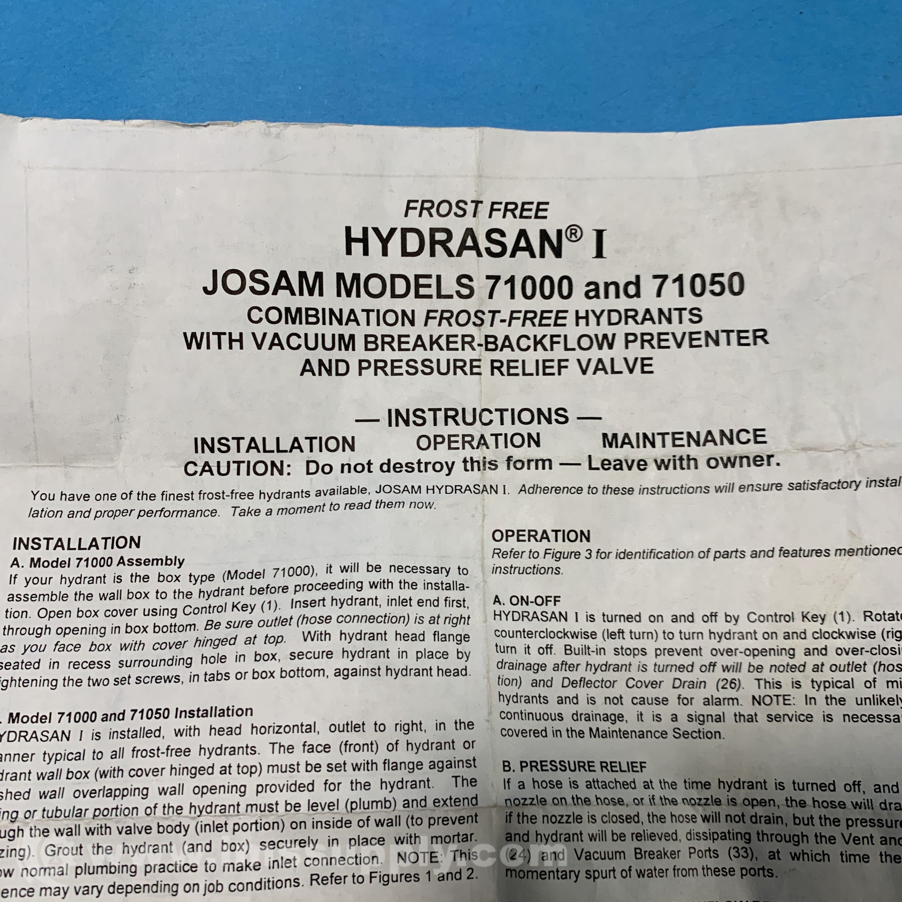 Josam 71050 Sanitary Valve System Hydrant IMS Supply