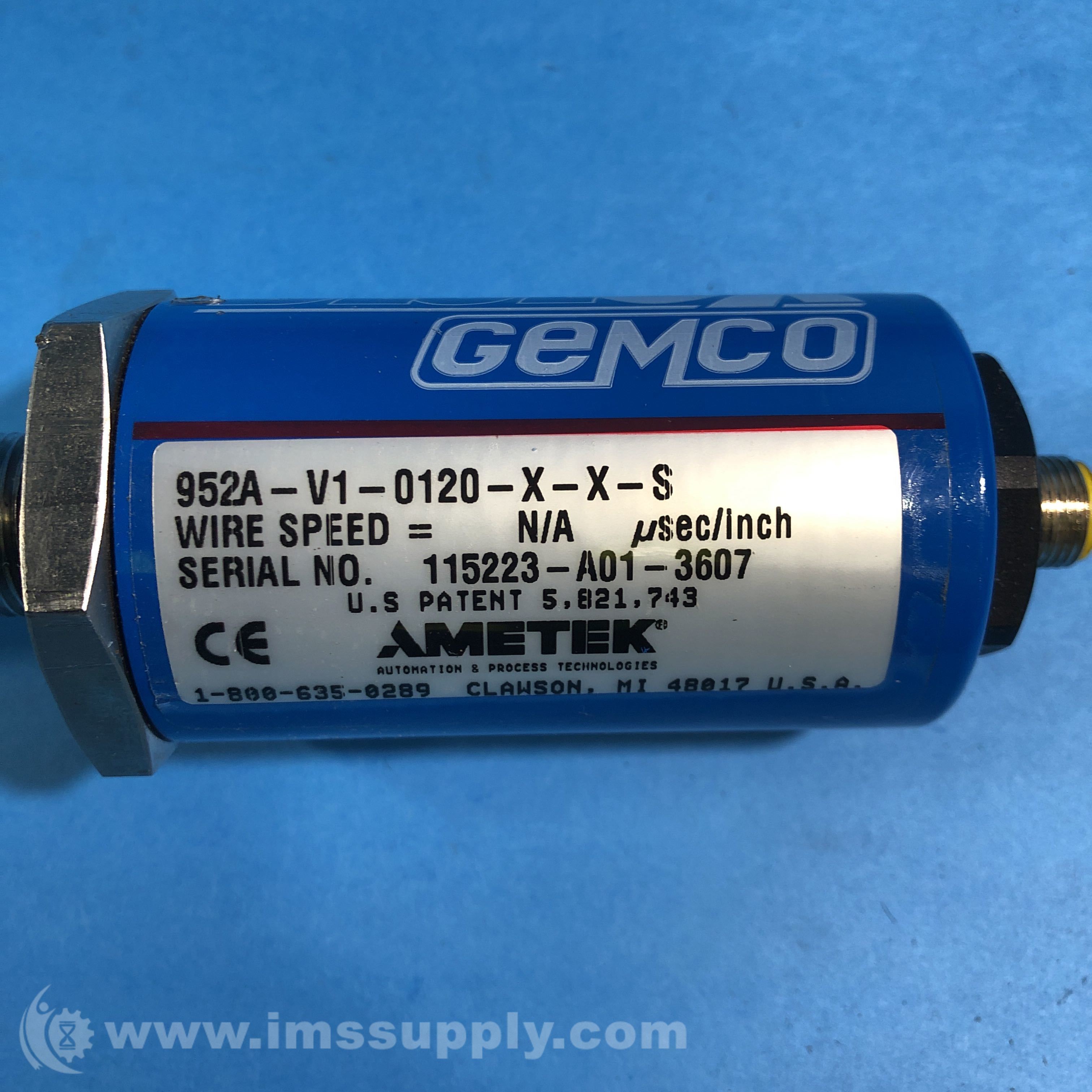 Ametek Gemco 952AV10120XXS Linear Displacement Transducer IMS Supply