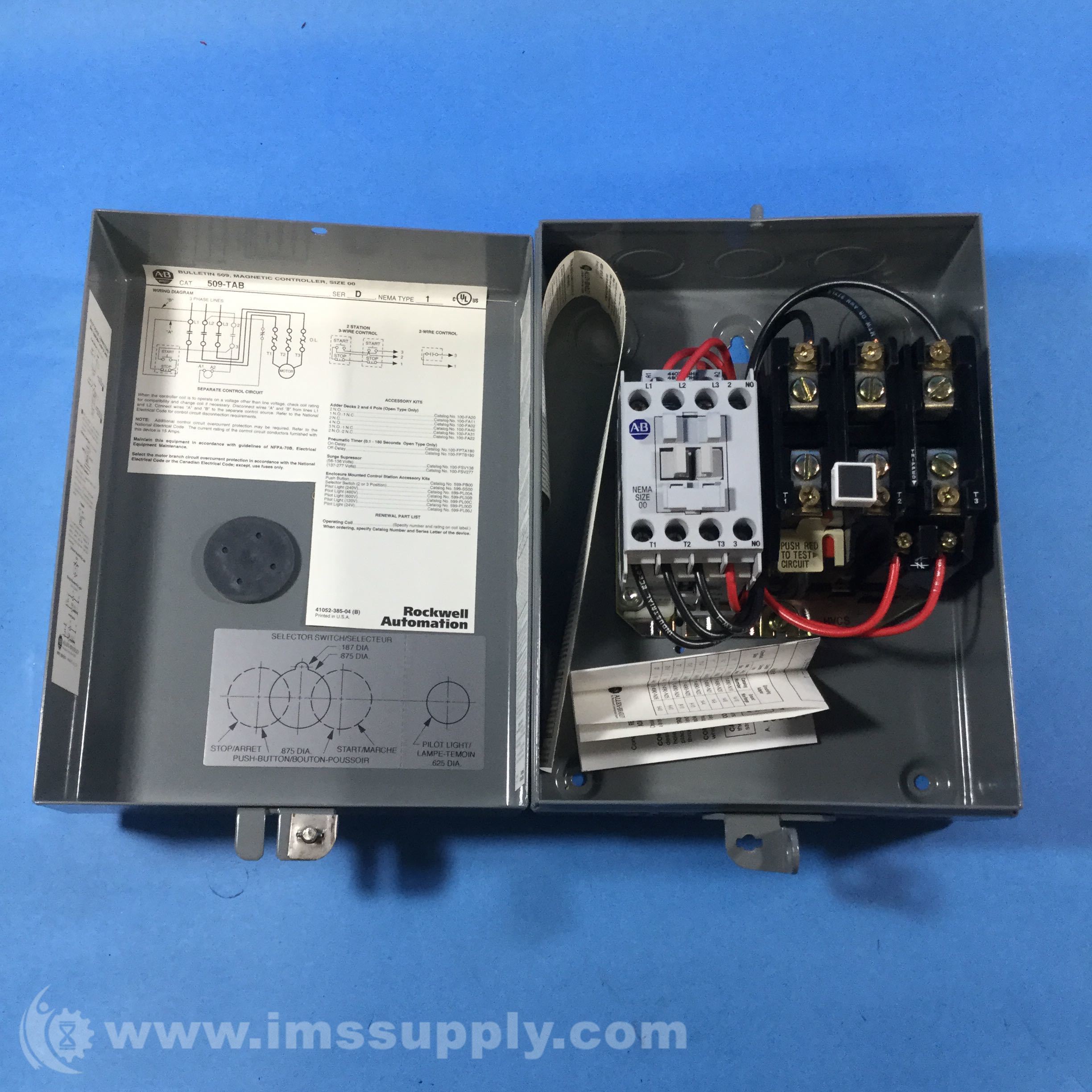 Allen Bradley 509Tab NEMA Full Voltage NonReversing Starter IMS Supply