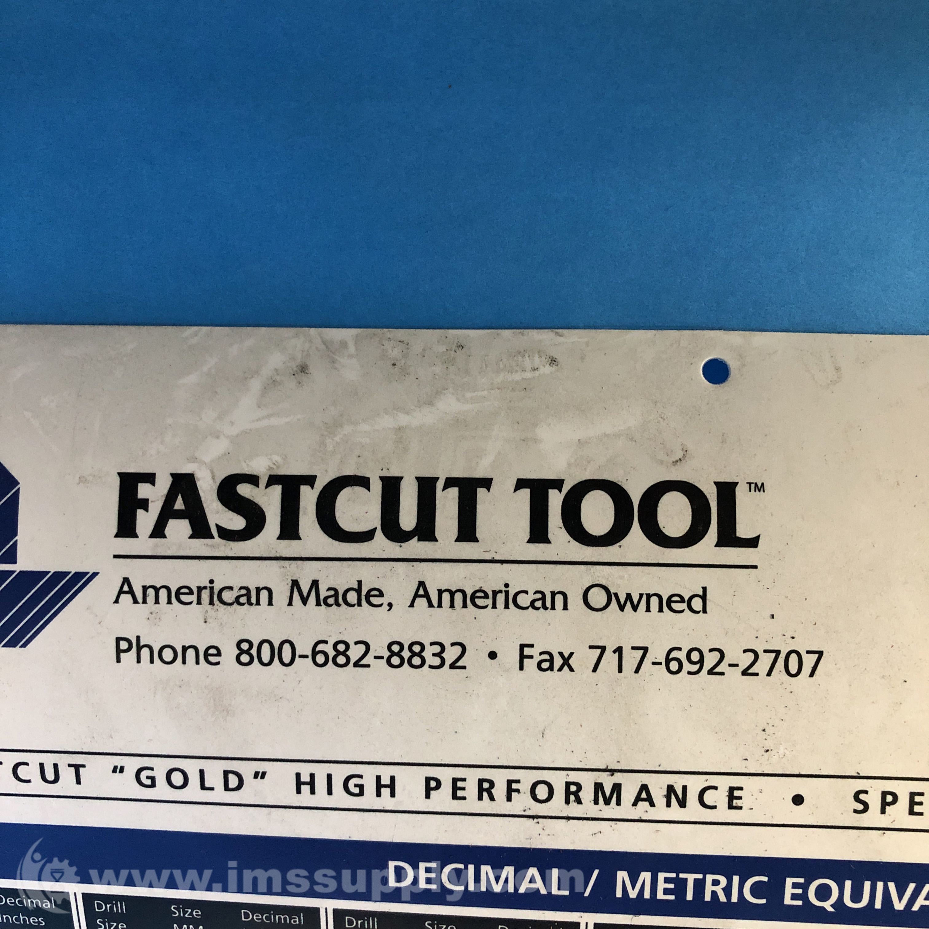 Fastcut Tool Decimal/Metric Equivalents and Tap Drill Sizes Chart - IMS ...