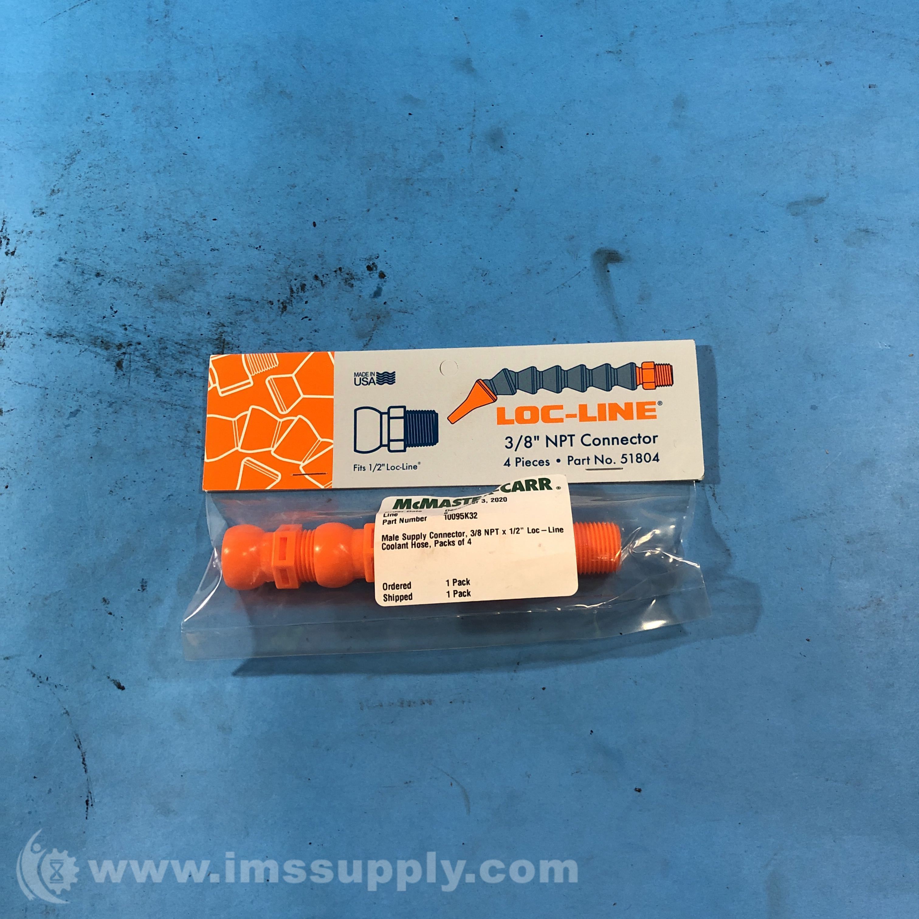 McMasterCarr 10095K32 Pack of 4 LocLine 3/8'' NPT Connector IMS Supply