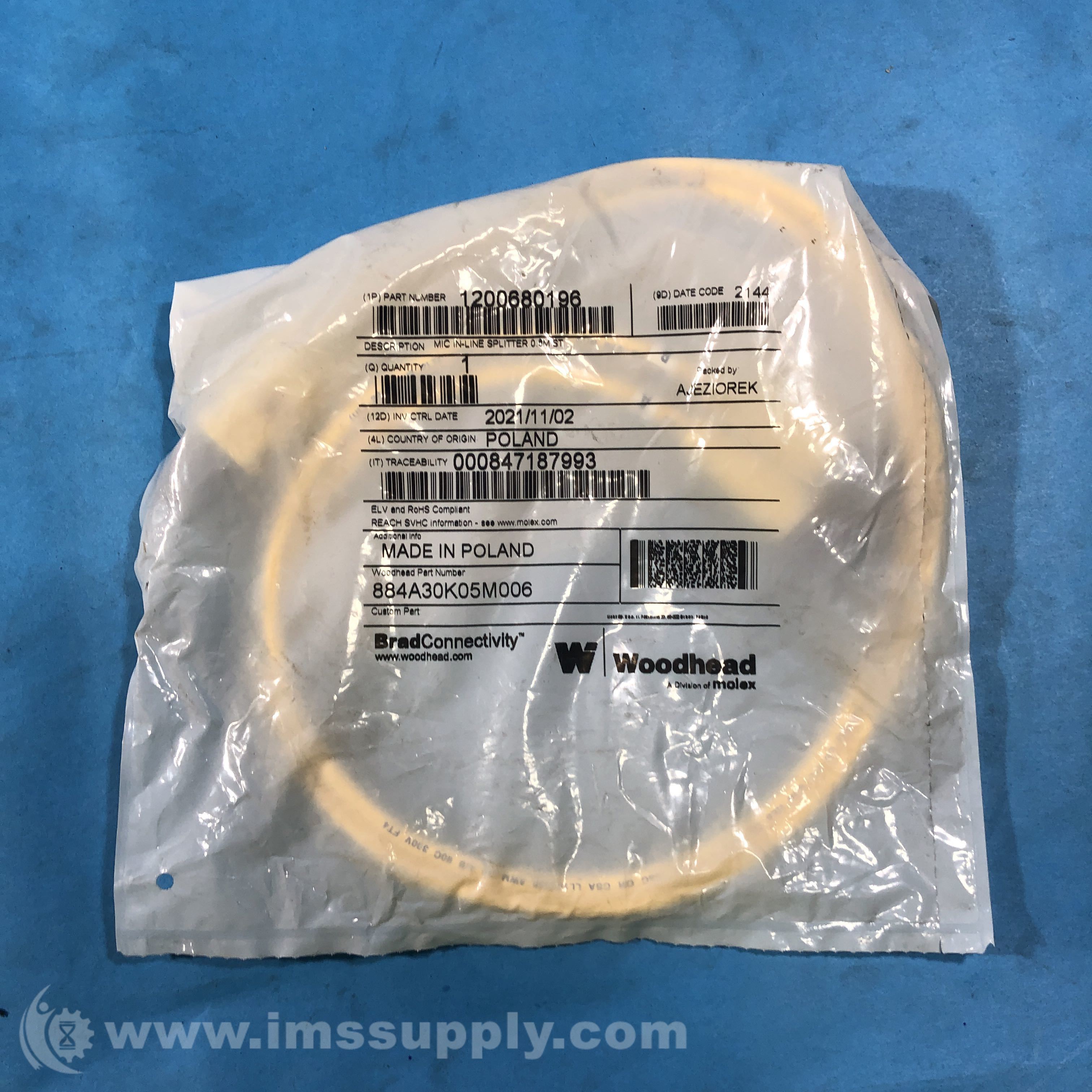 Brad Harrison 884A30K05M006 0.6M Straight In-line Splitter