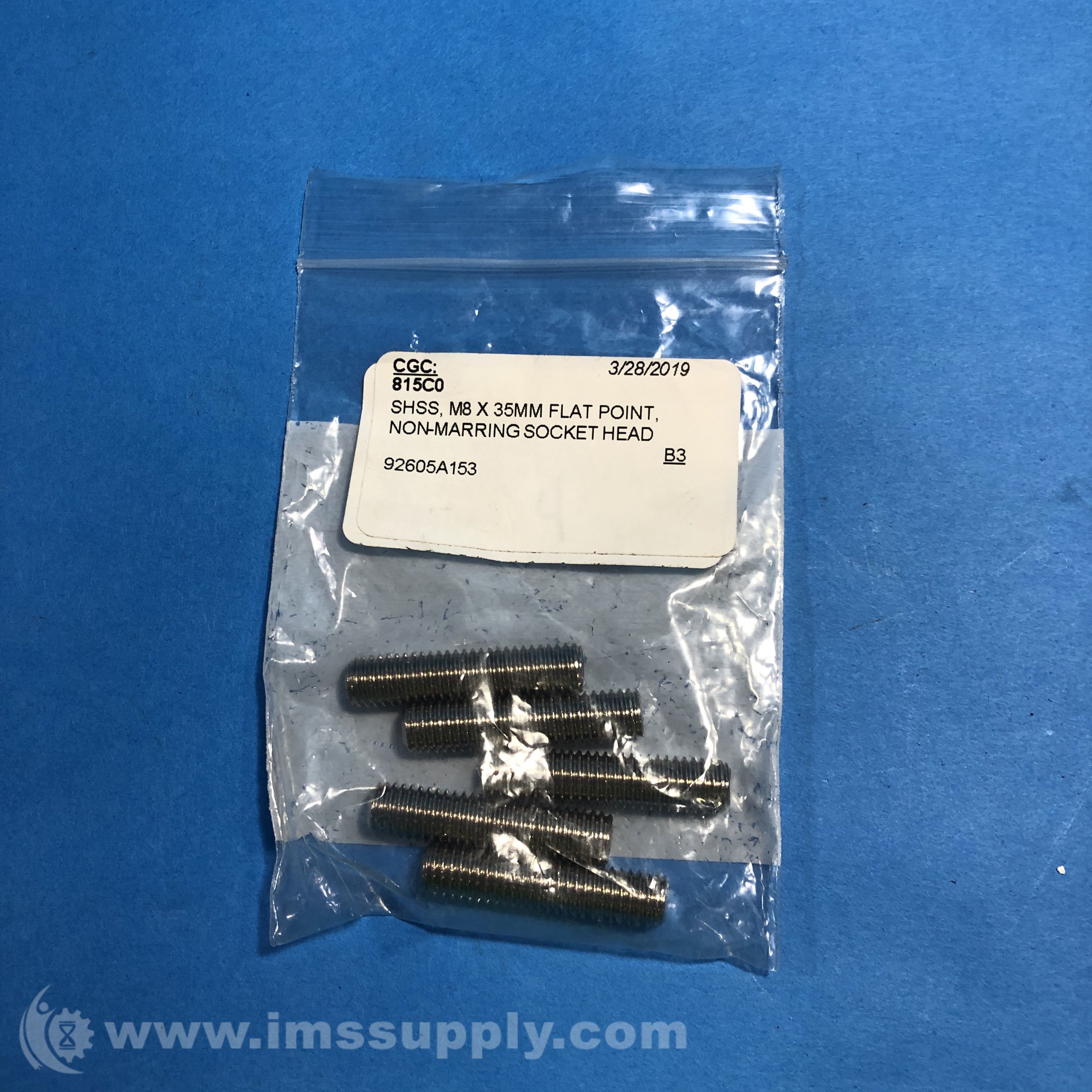 McMasterCarr 92605A153 Pack of 5 FlatTip Set Screw IMS Supply