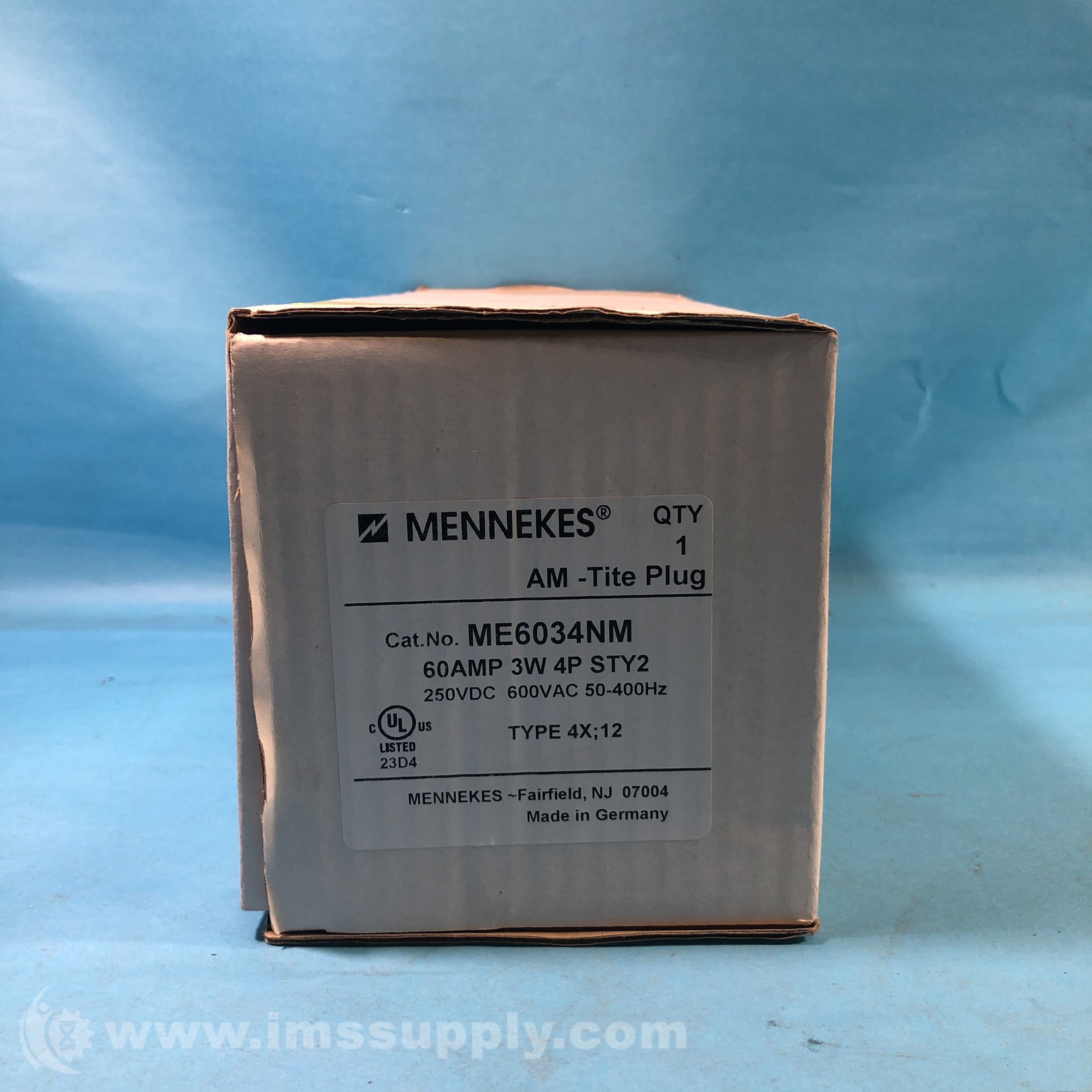 Mennekes ME6034NM Pin & Sleeve Plug 60A 3W 4P 600VAC STY2 - IMS Supply