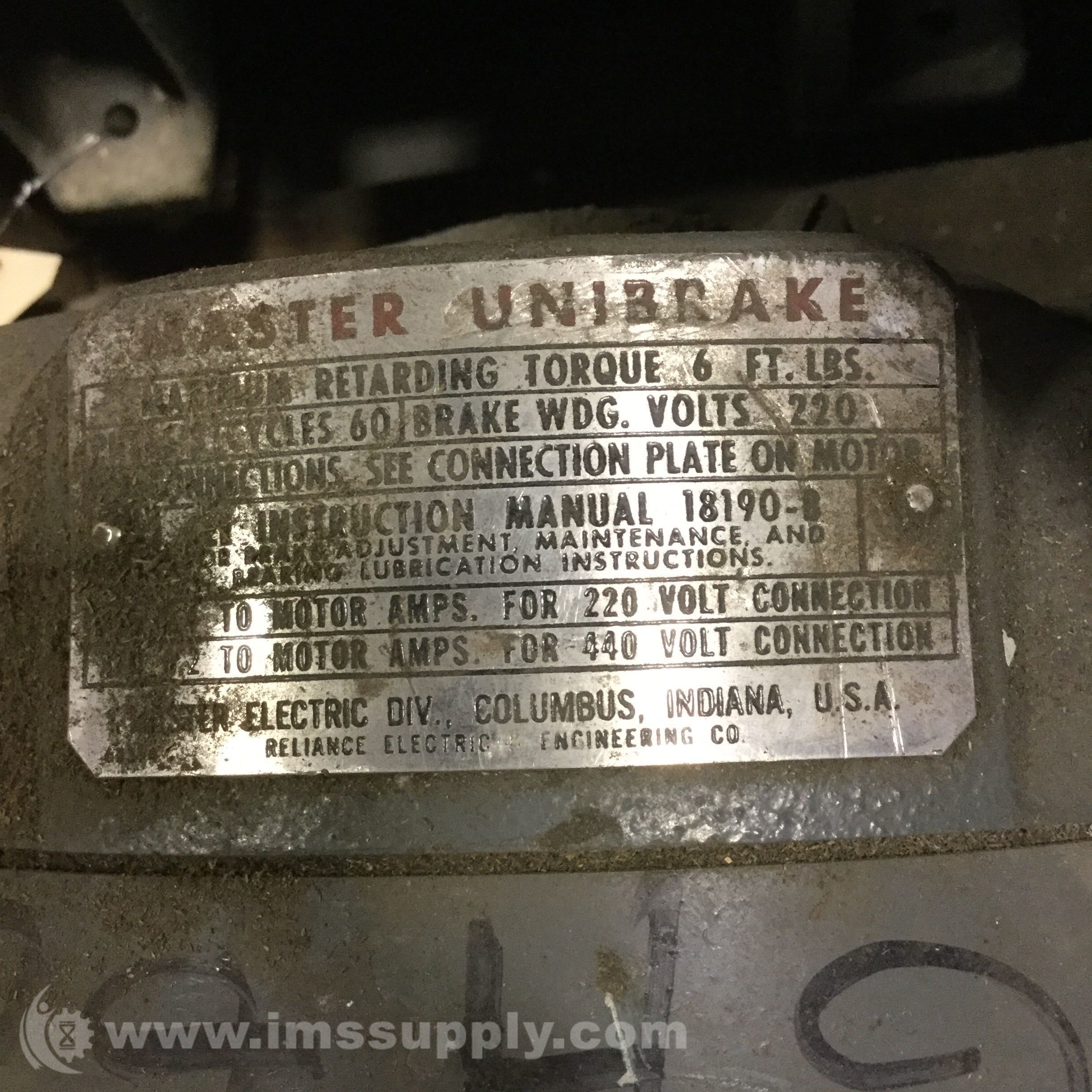 Reliance Electric 372537MN Master Gearmotor with Master Unibrake IMS