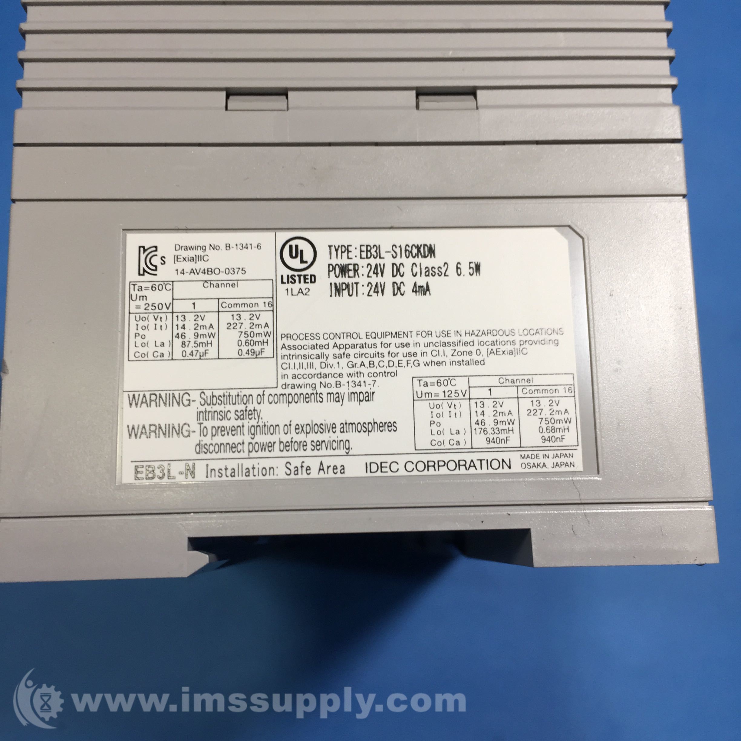 Idec EB3L-S16CKDN Intrinsically Safe Relay - IMS Supply